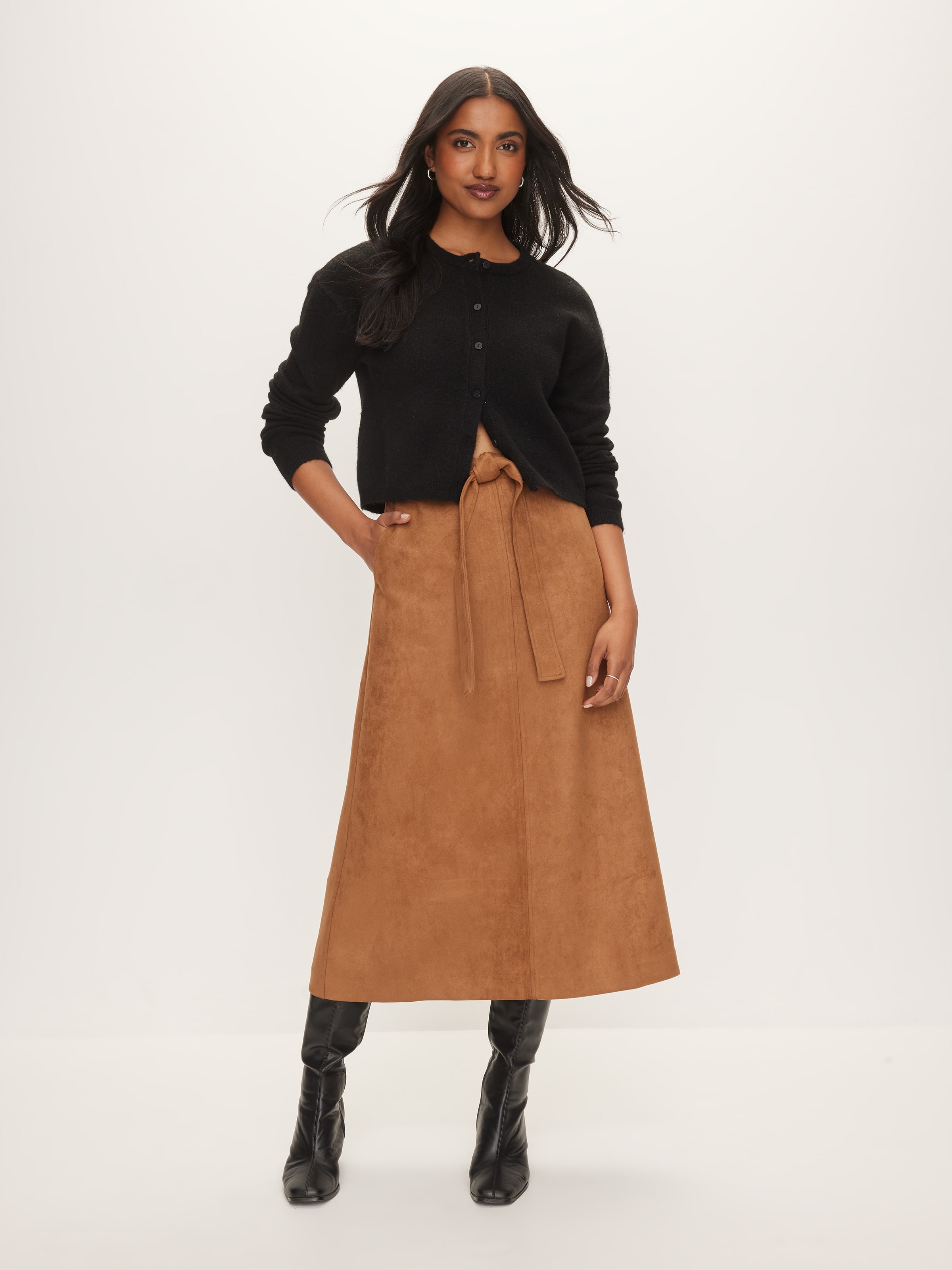 Claudia Suedette Midi Skirt