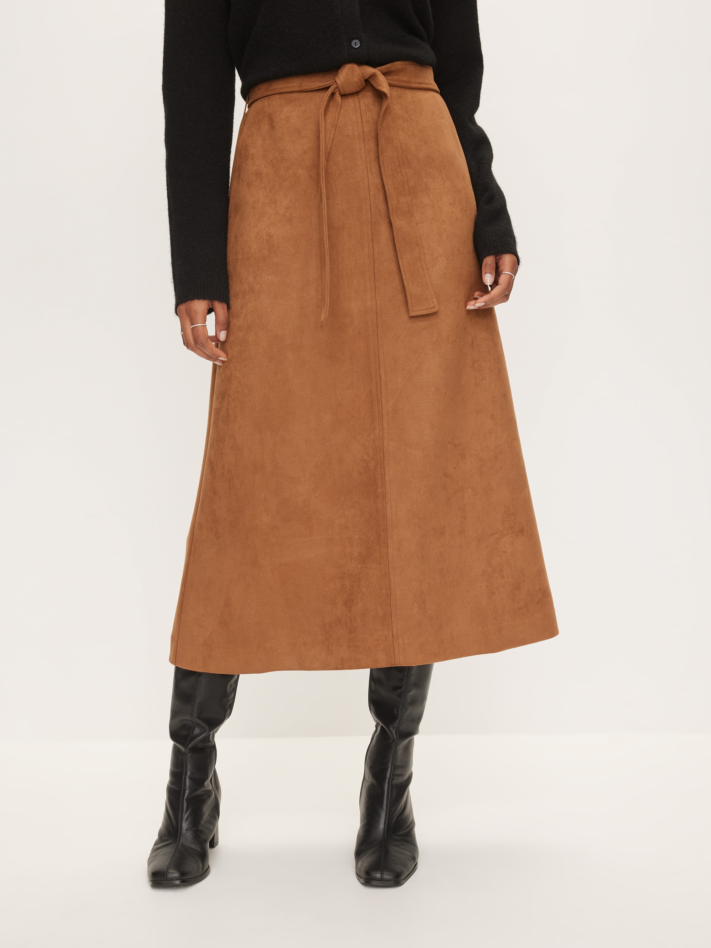 Claudia Suedette Midi Skirt