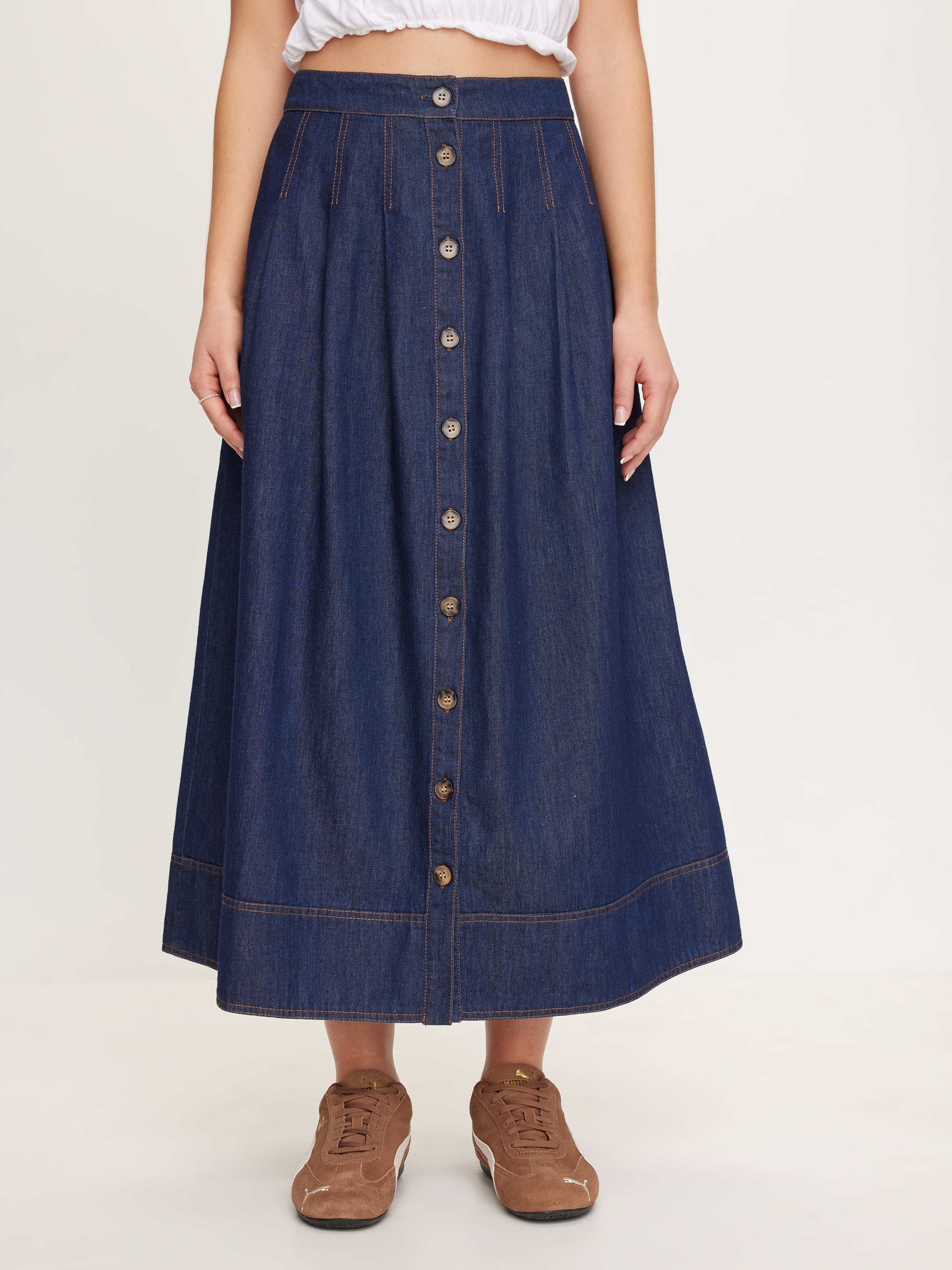 Celeste Denim Midi Skirt