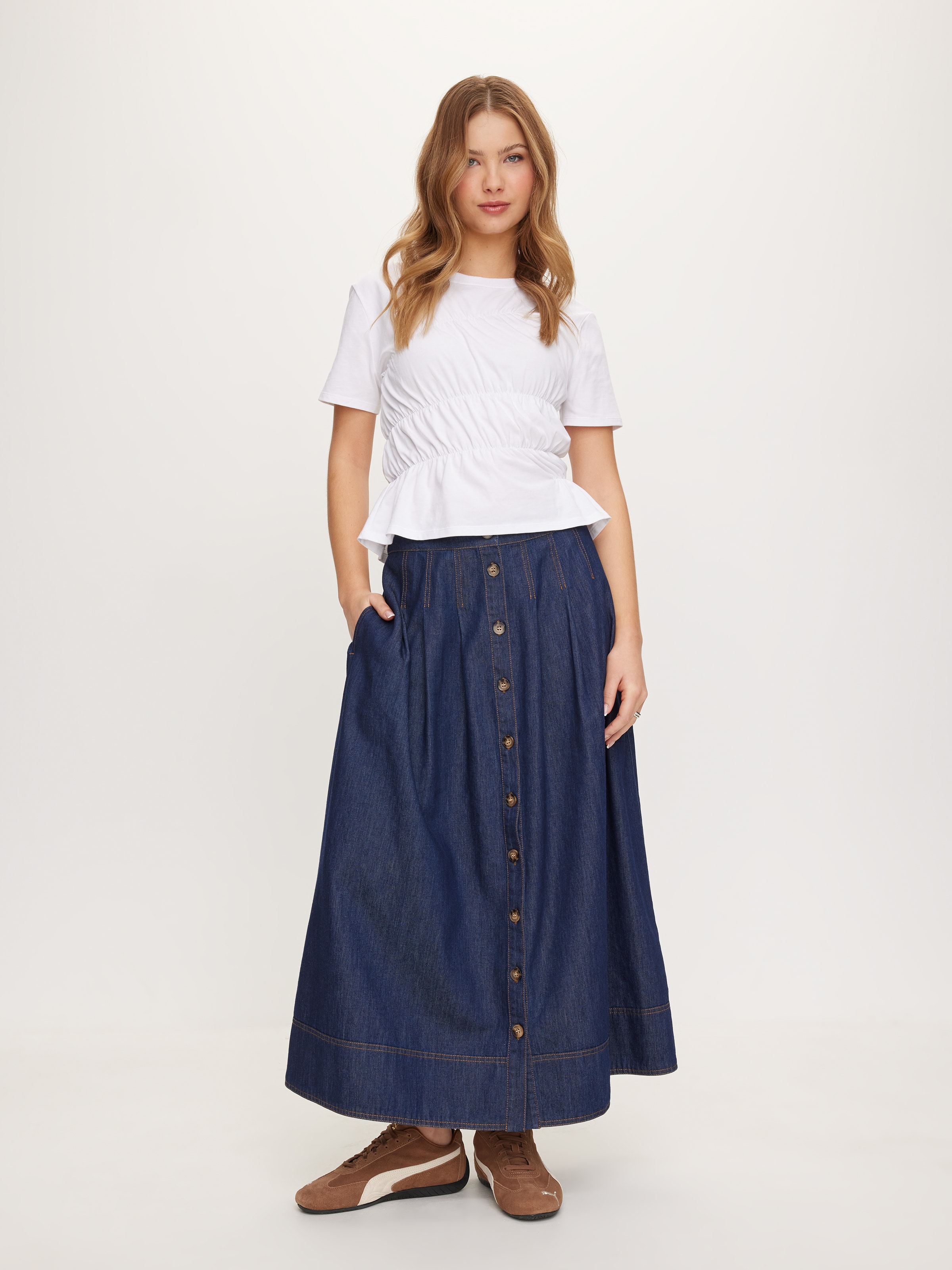 Celeste Denim Midi Skirt