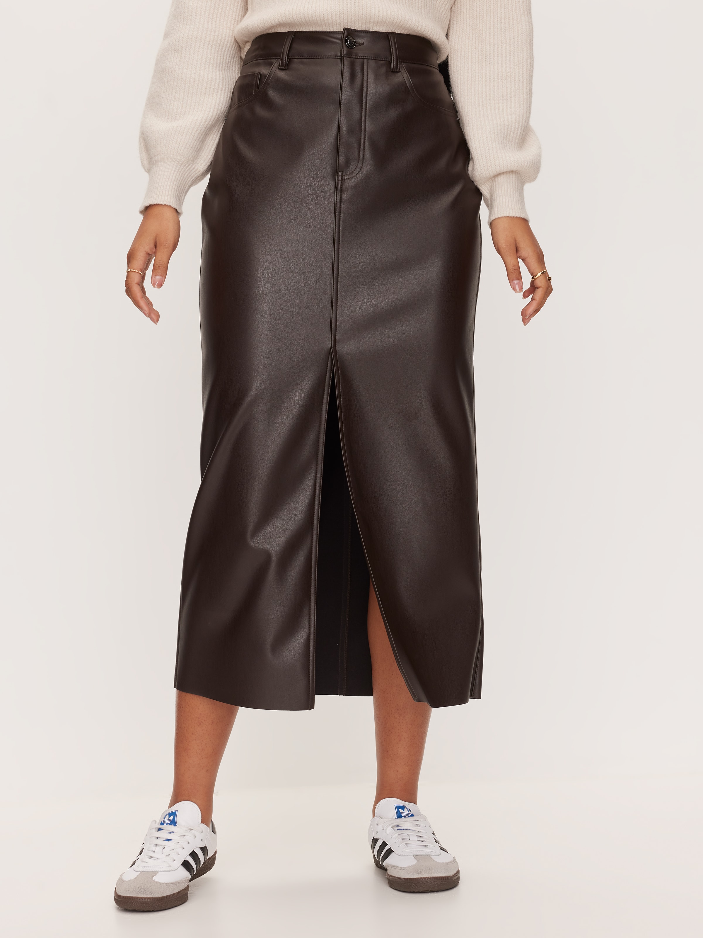 Heidi Faux Leather Midi Skirt