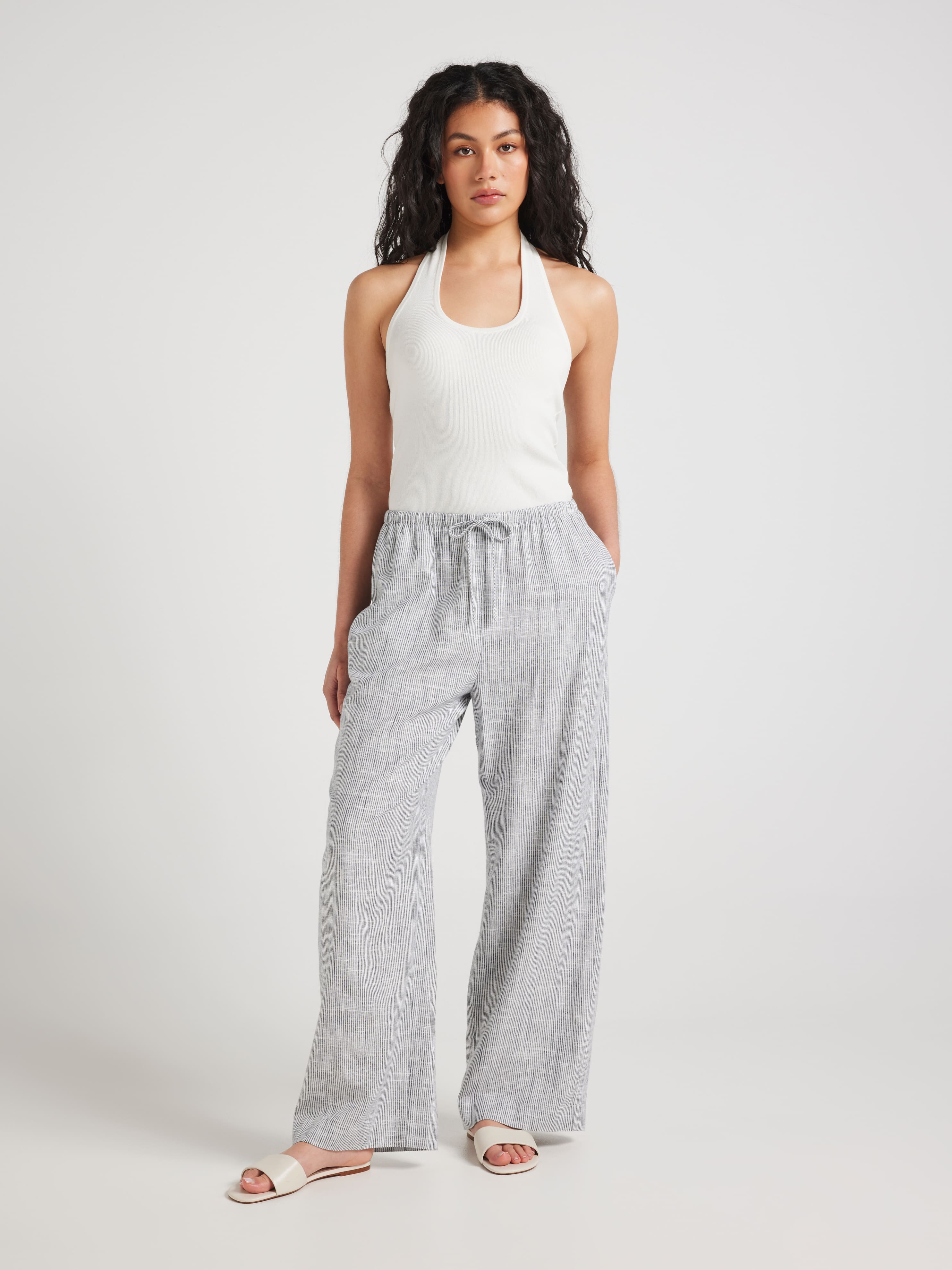 Posy Linen Blend Wide Leg Pant
