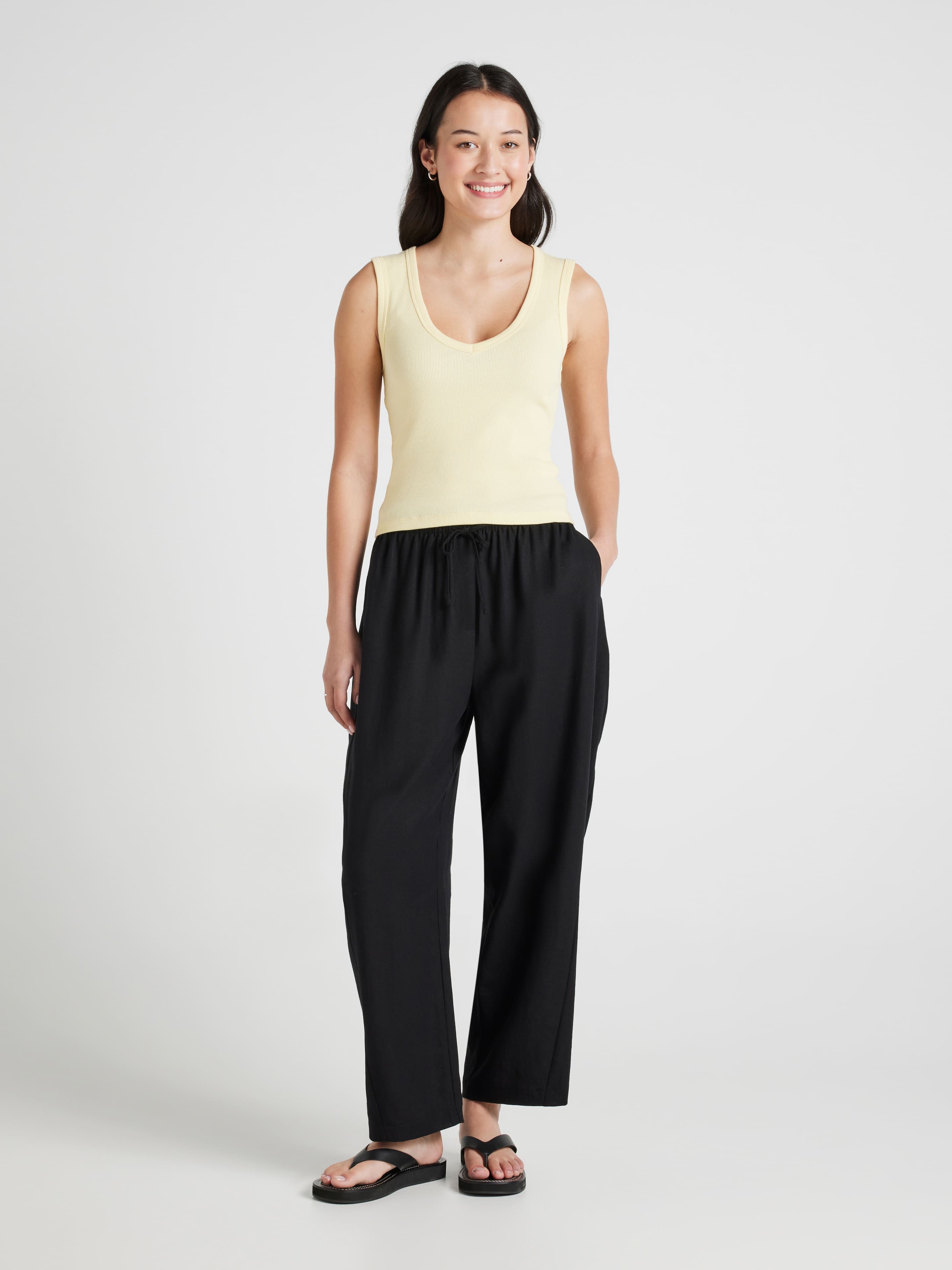 Blake Linen Blend Barrel Leg Pants