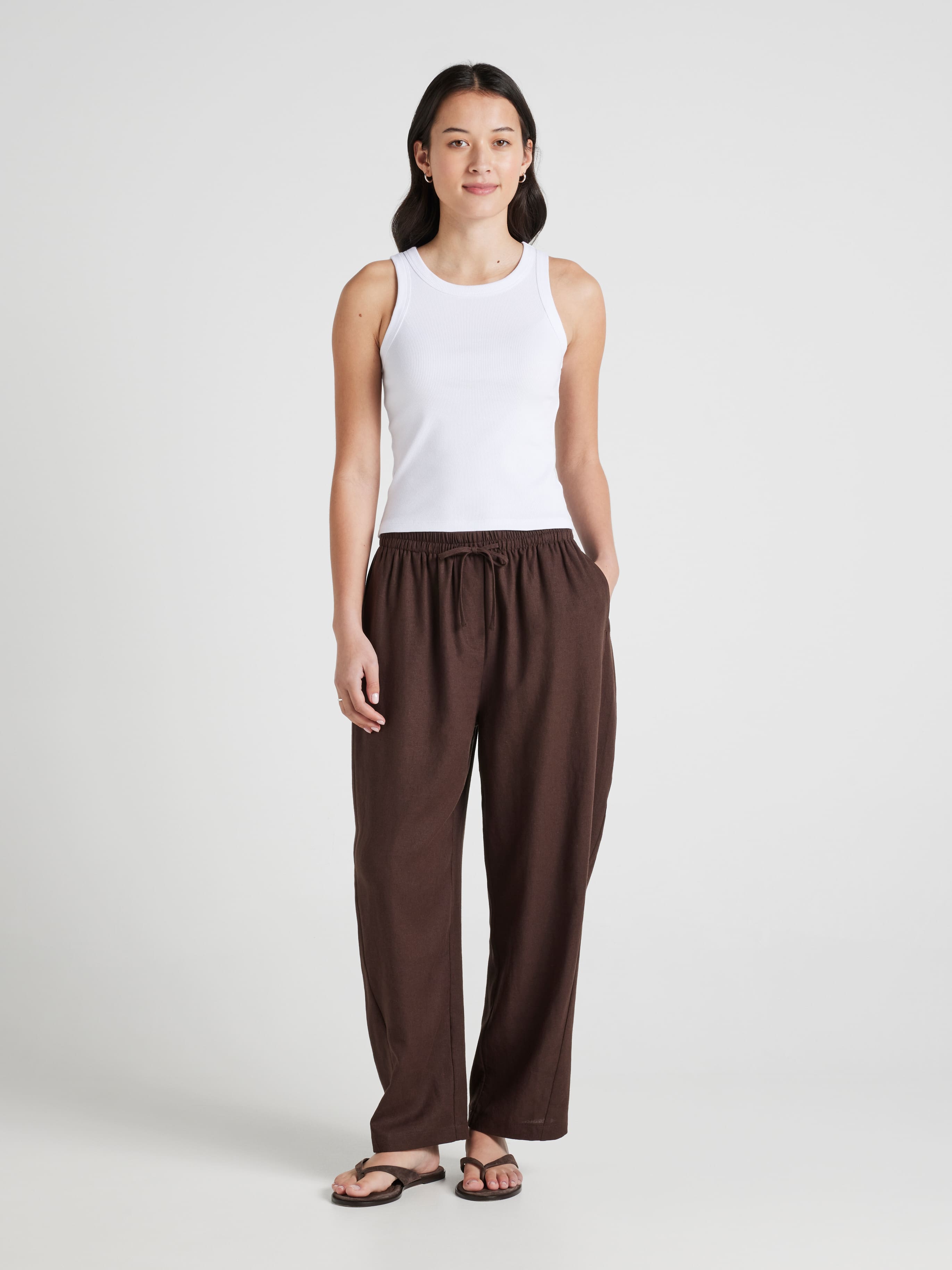 Blake Linen Blend Barrel Leg Pants