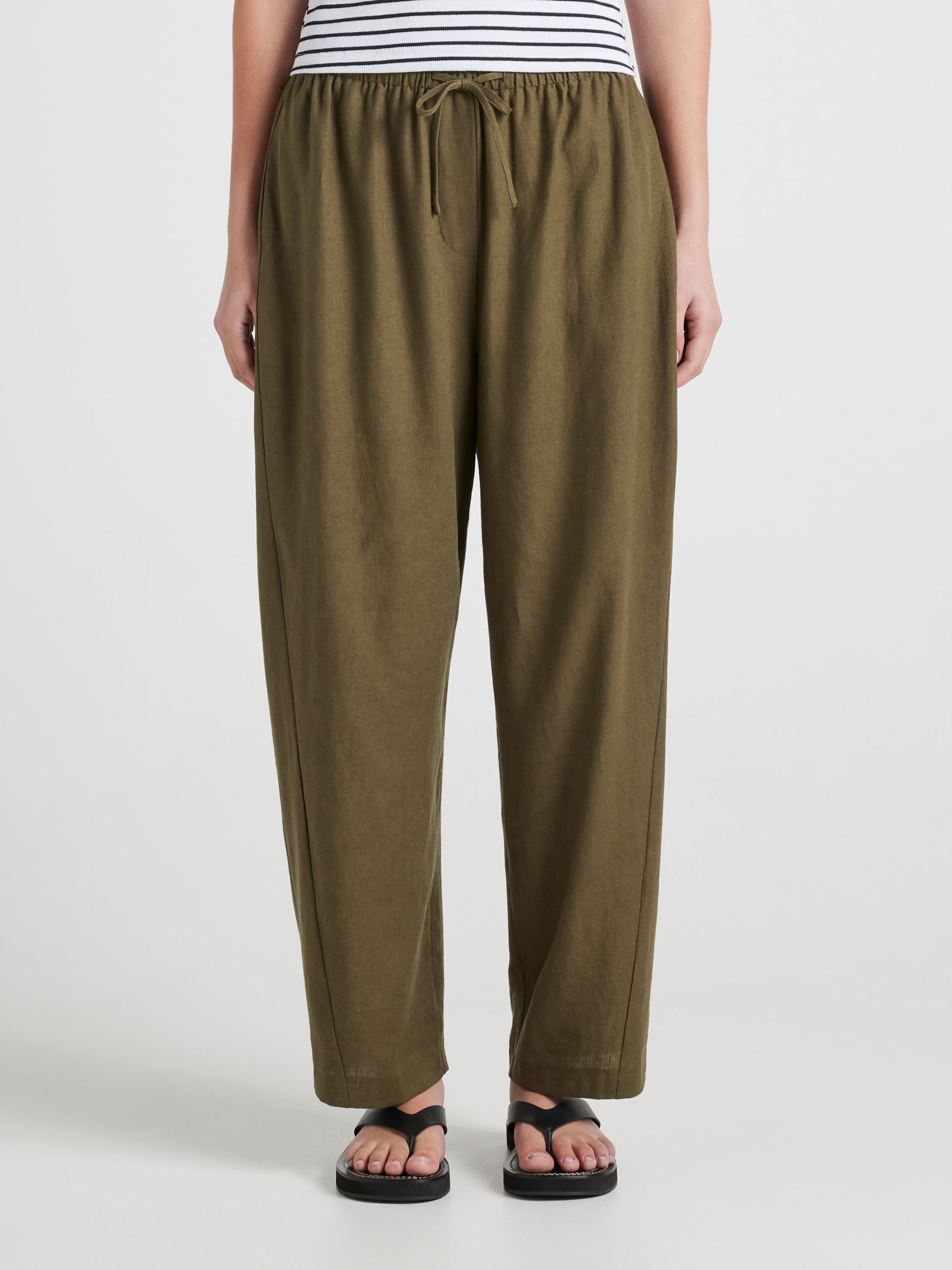 Blake Linen Blend Barrel Leg Pants