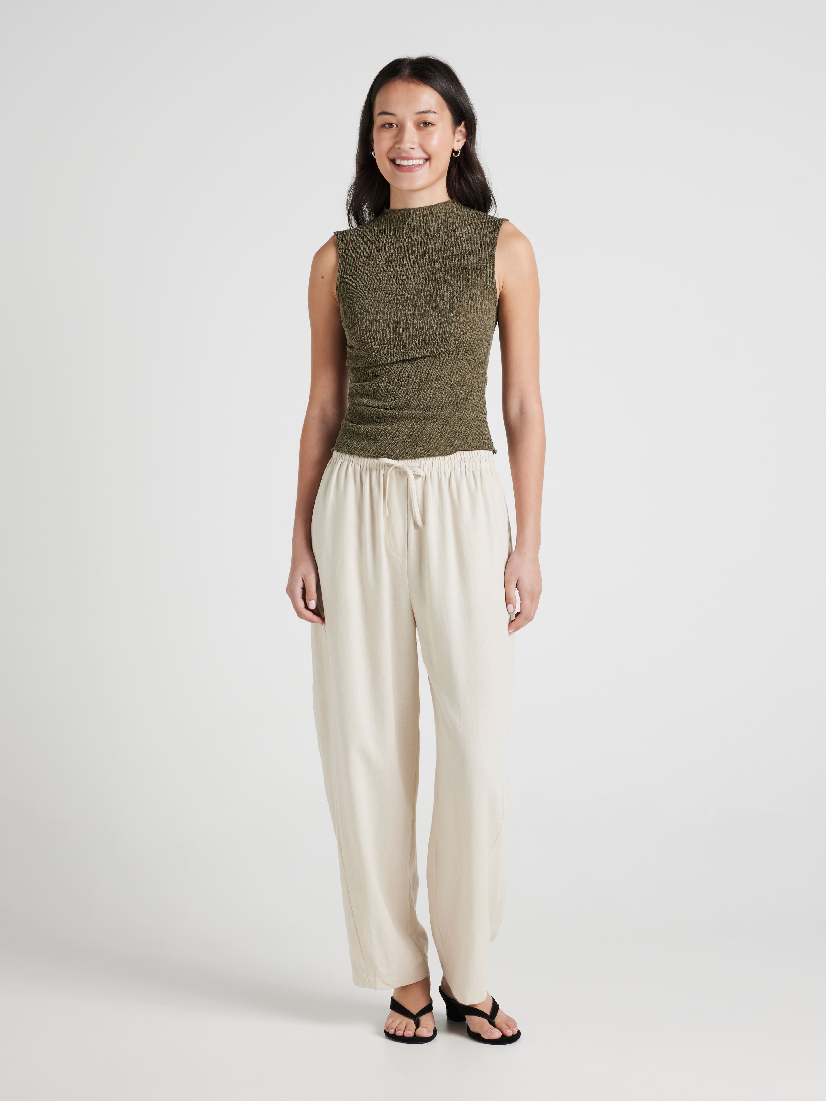 Blake Linen Blend Barrel Leg Pants