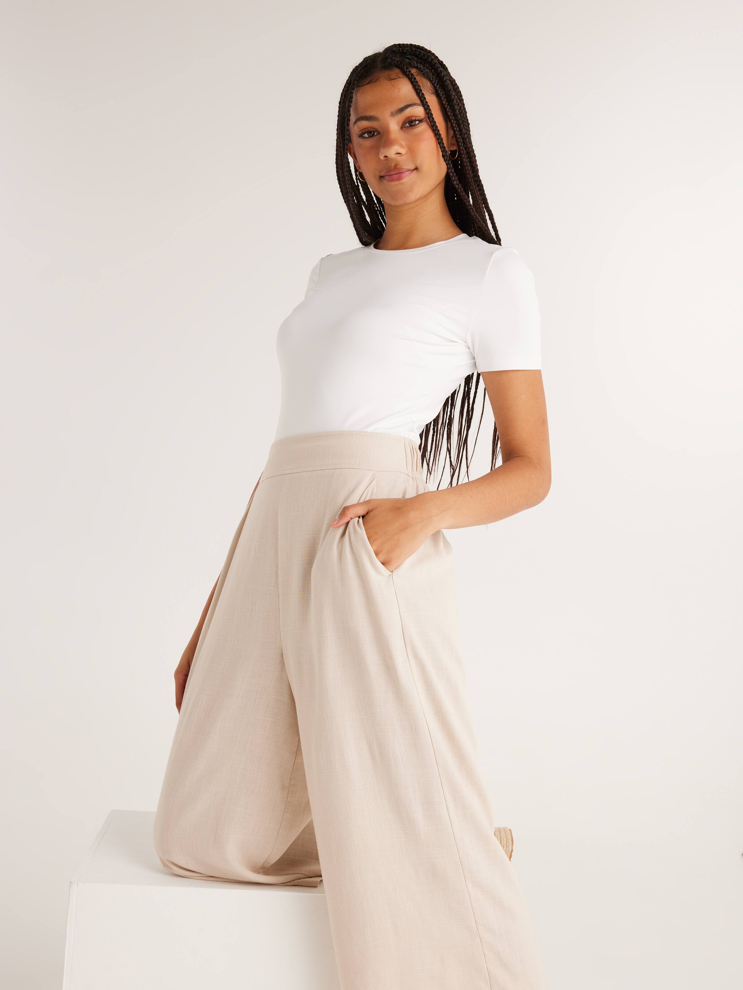 ANT Antioch Black Linen Blend Women's Culotte Pants - Pearl City main image 0