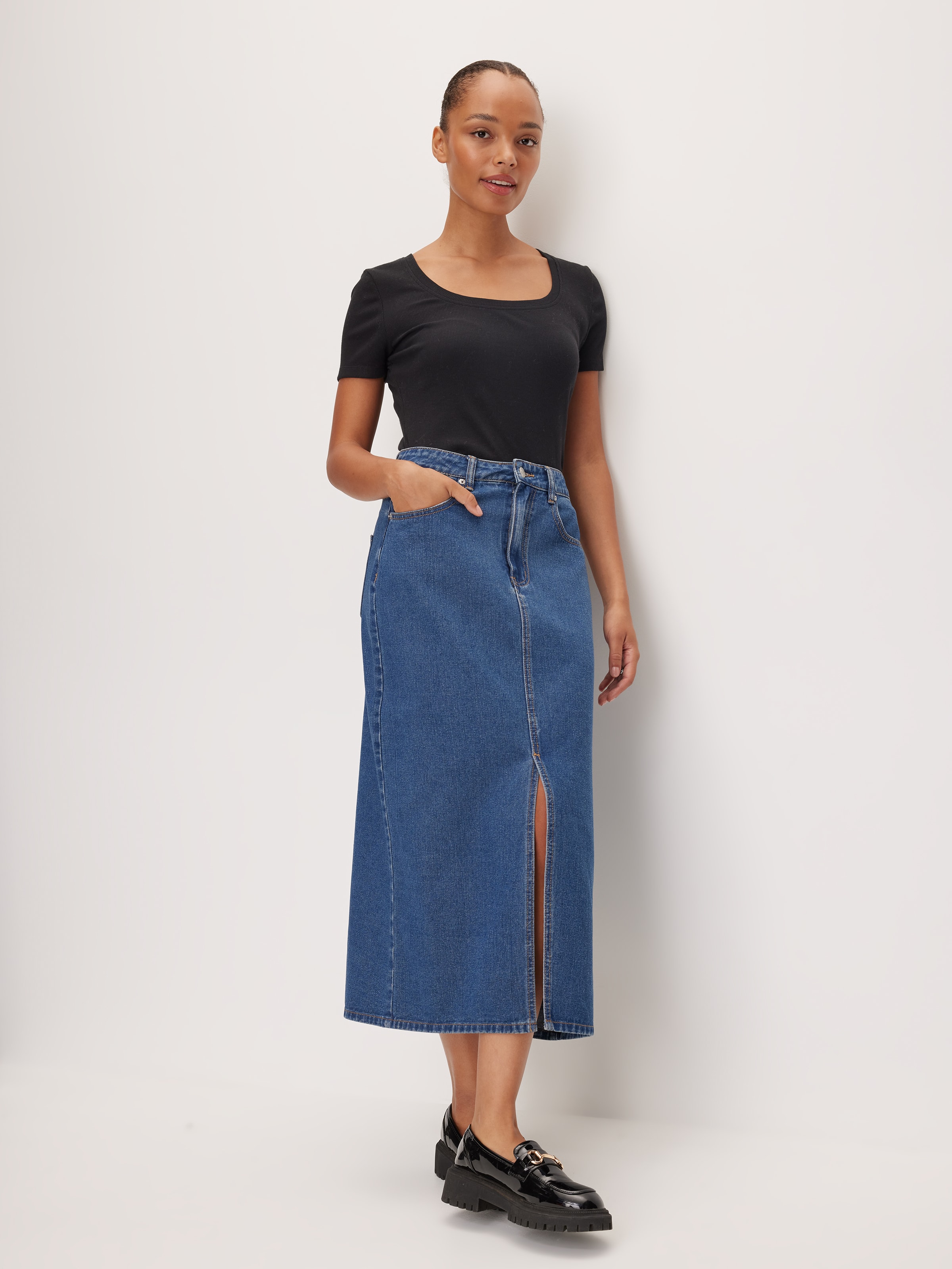 Samantha Denim Midi Skirt