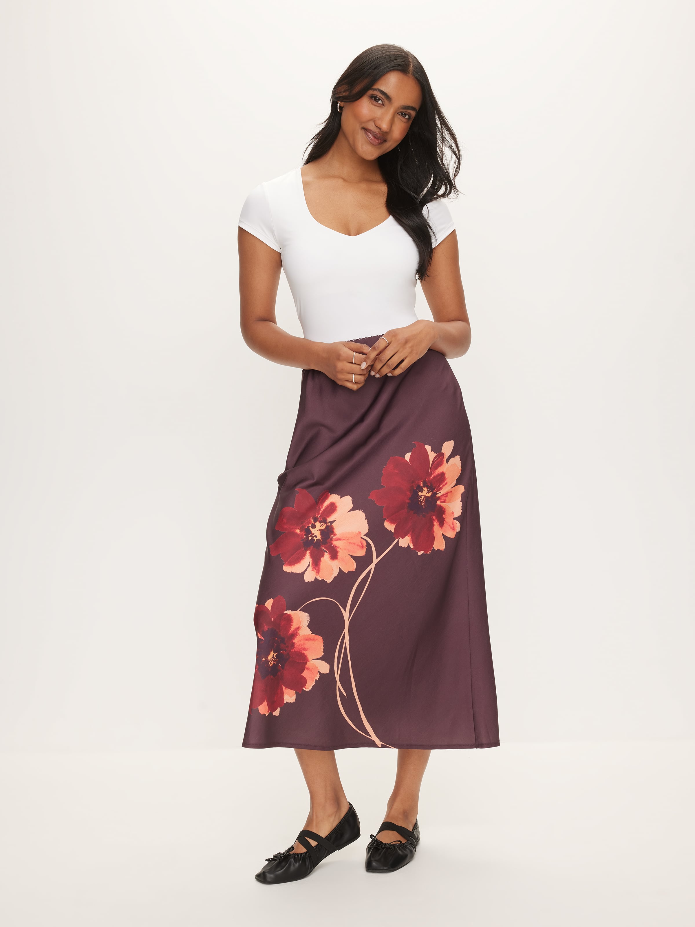 Ally Satin Midi Skirt