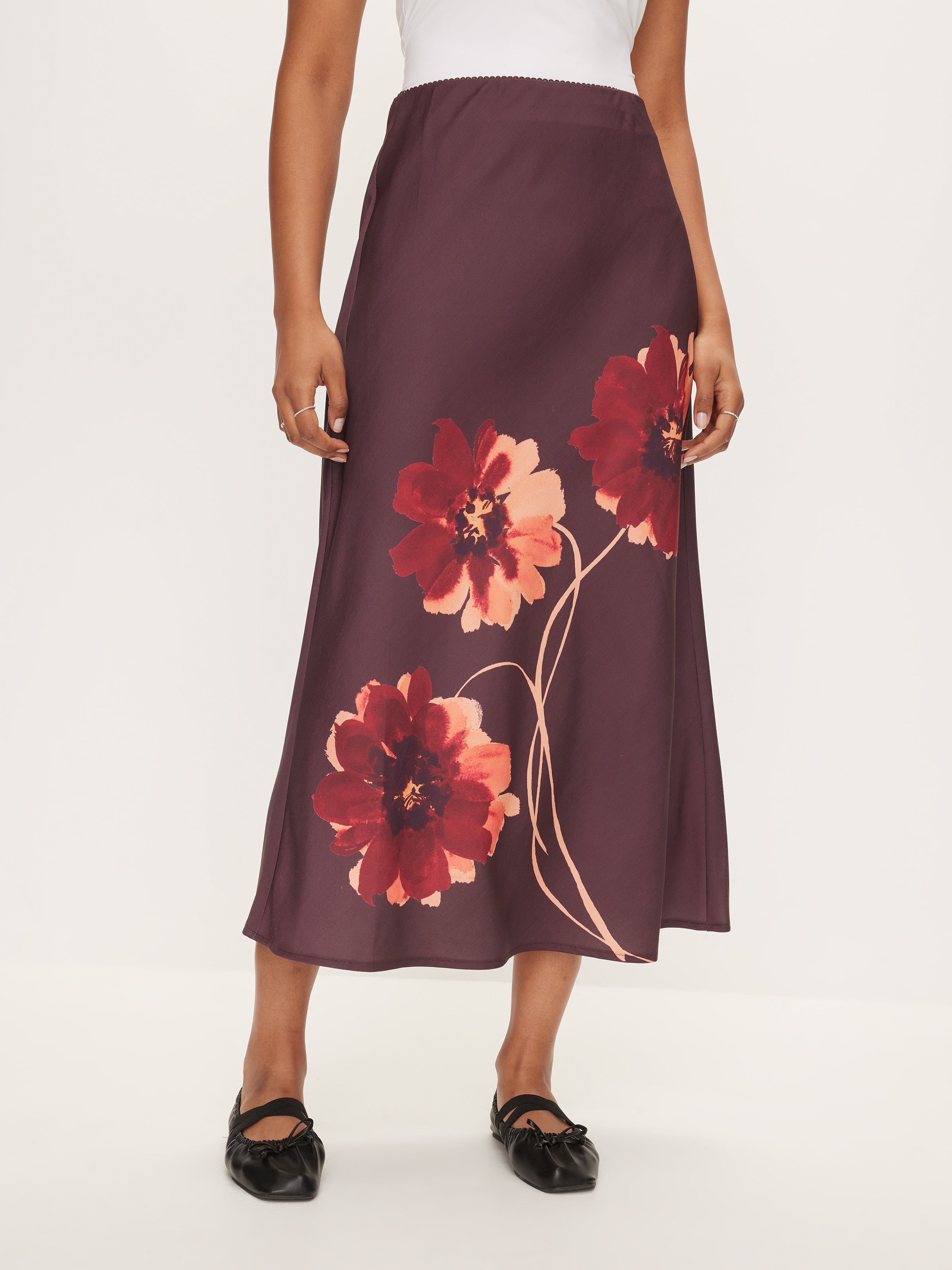 Ally Satin Midi Skirt