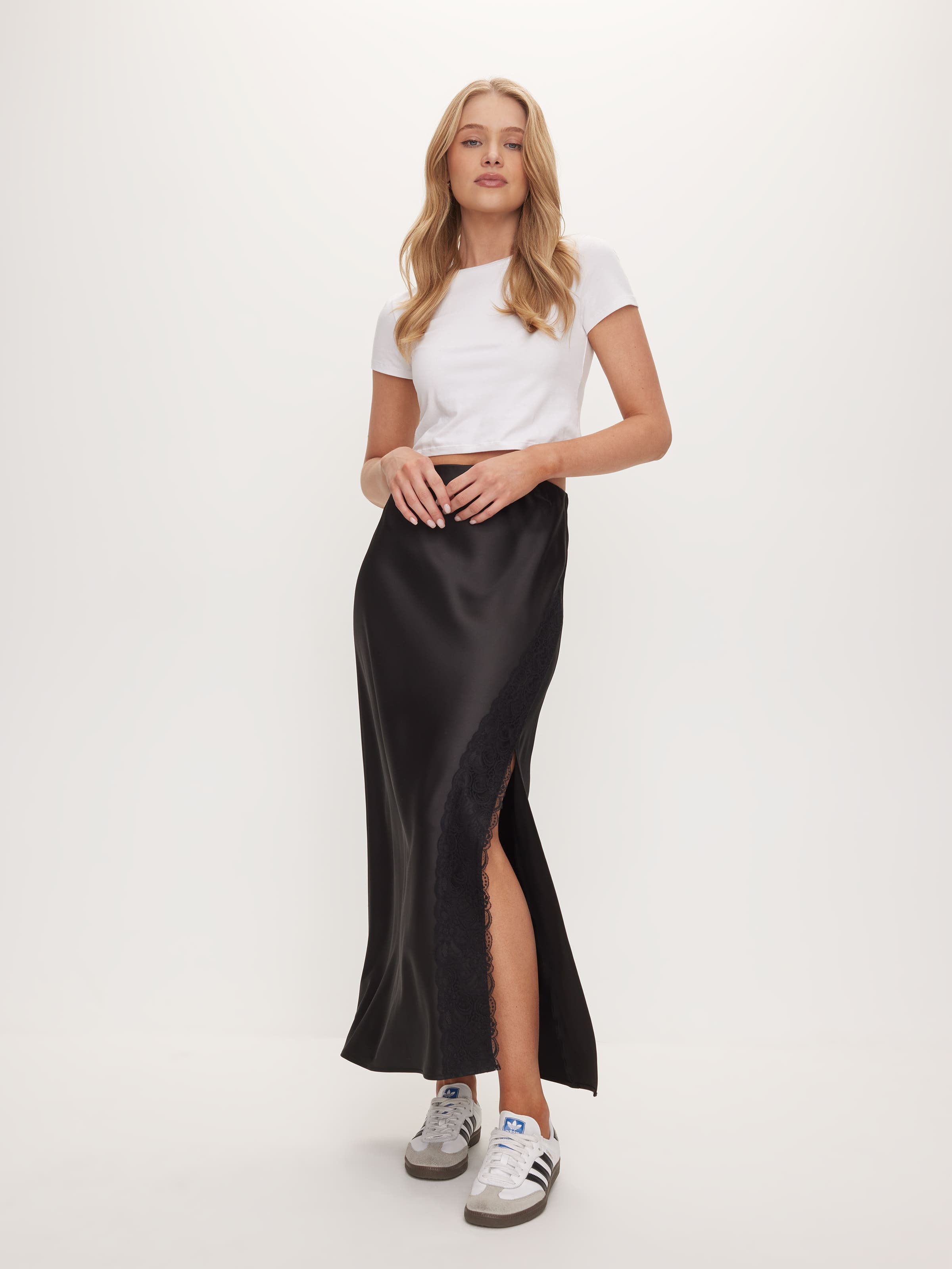 Iris Satin Slip Lace Skirt