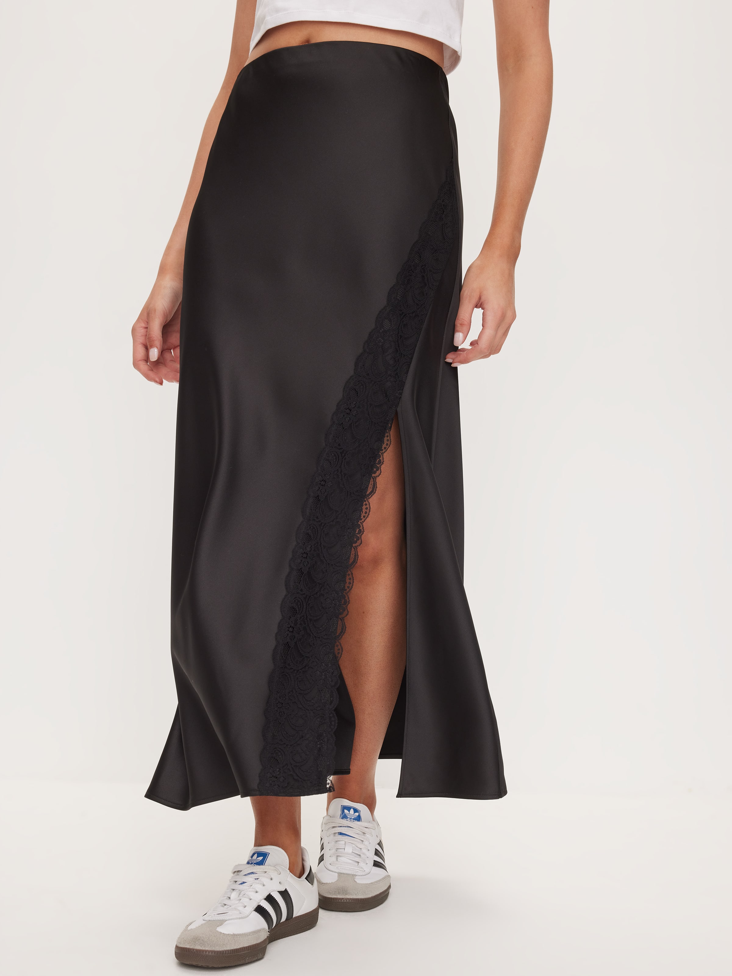 Iris Satin Slip Lace Skirt