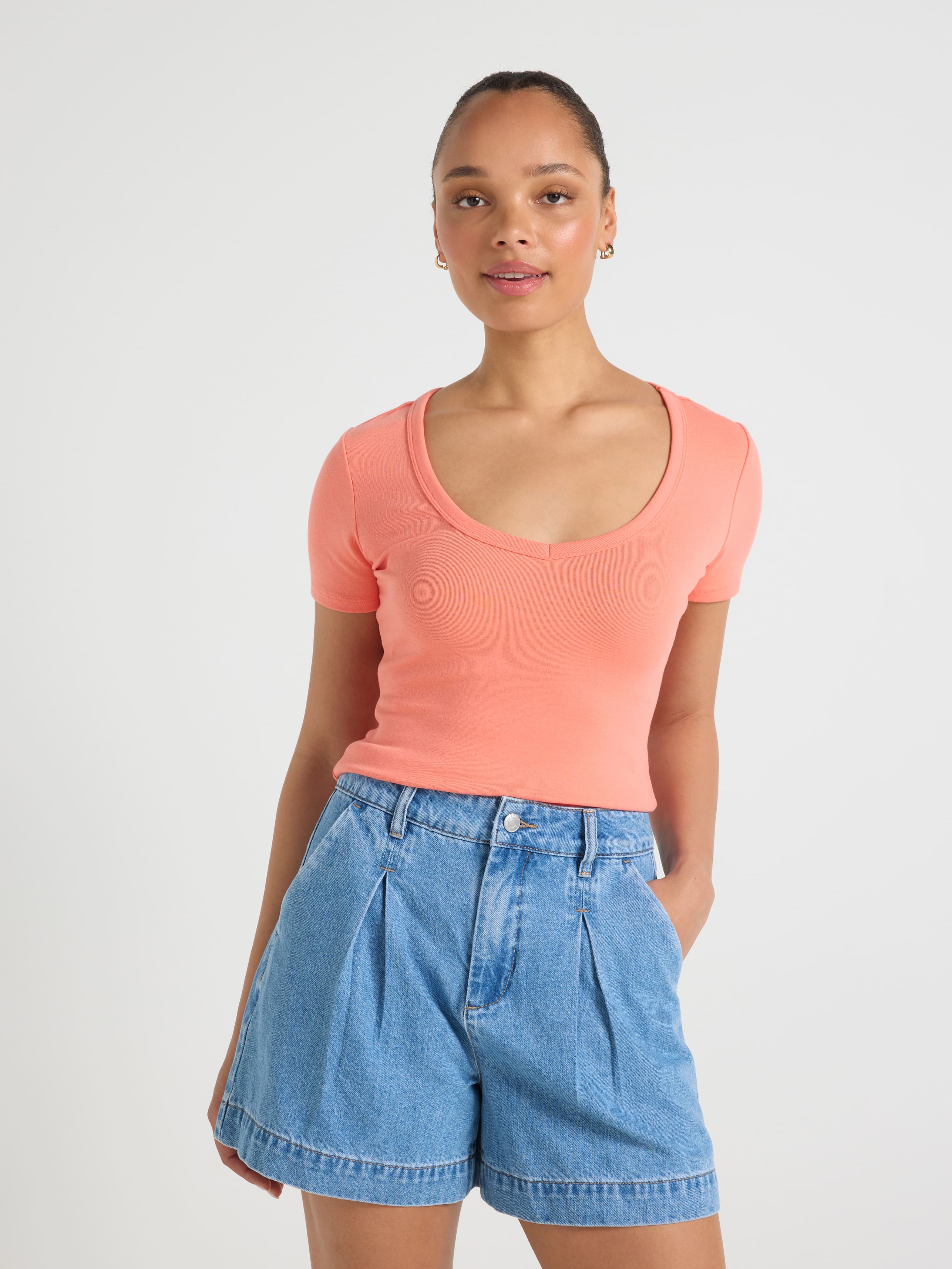 Linda Pleat Front Denim Short