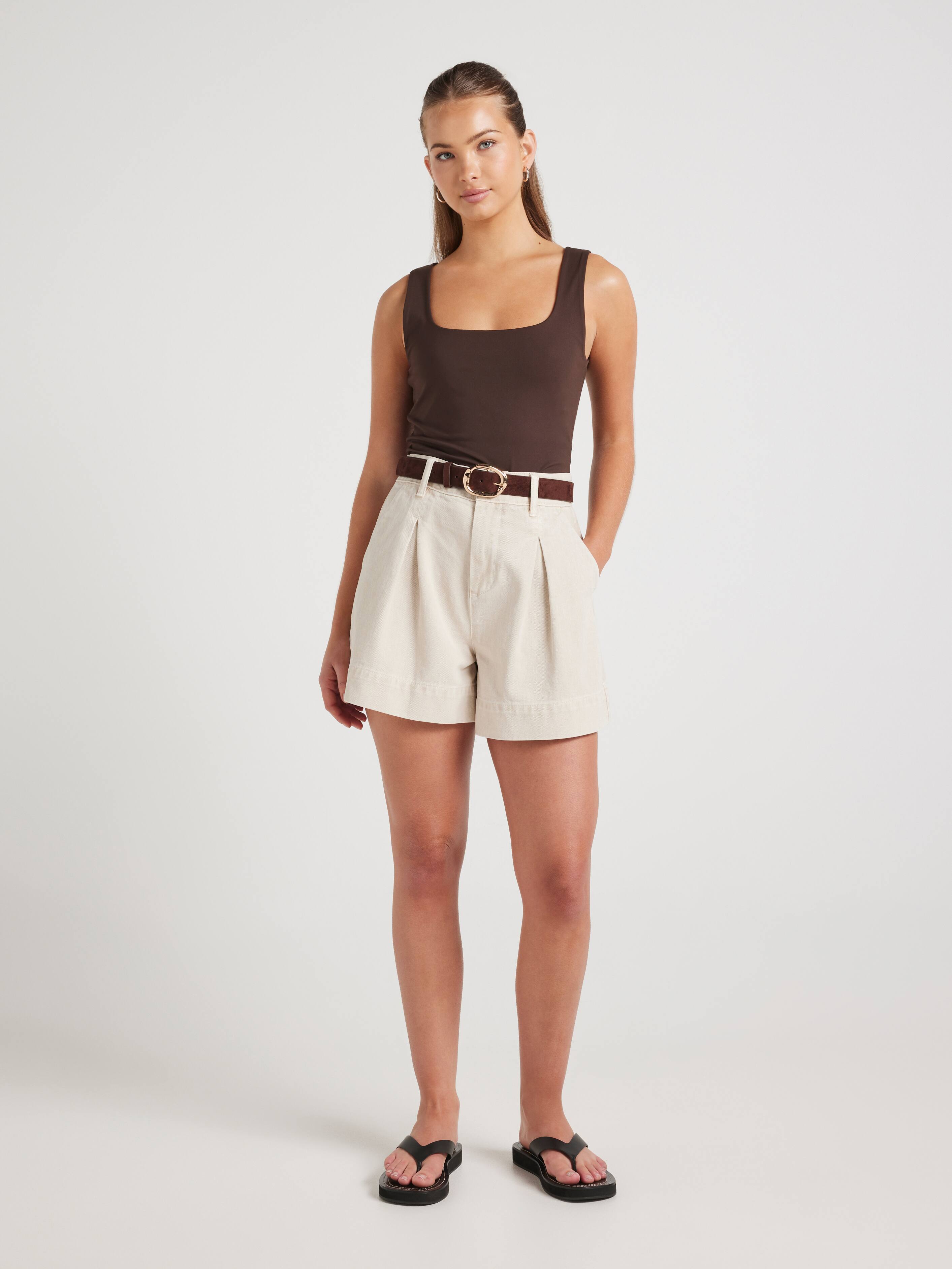 Linda Pleat Front Denim Short