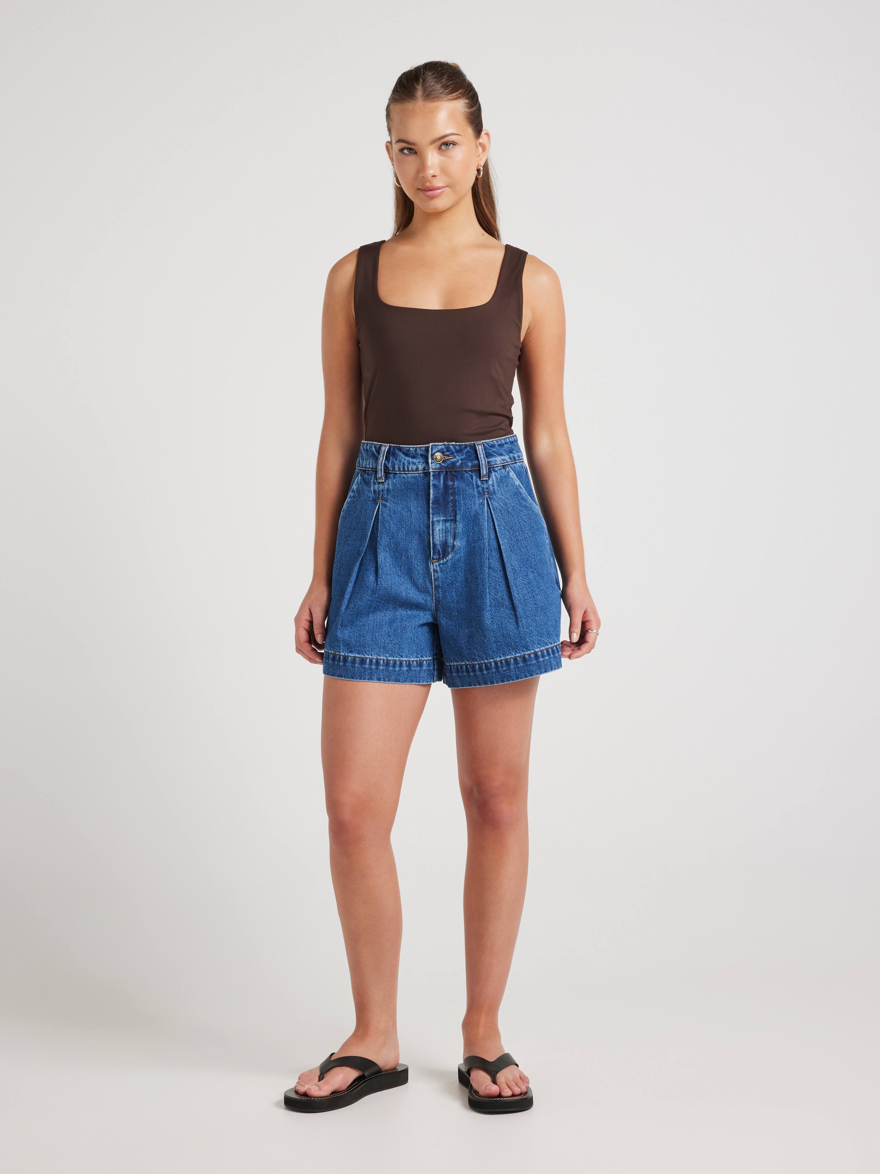 Linda Pleat Front Denim Short