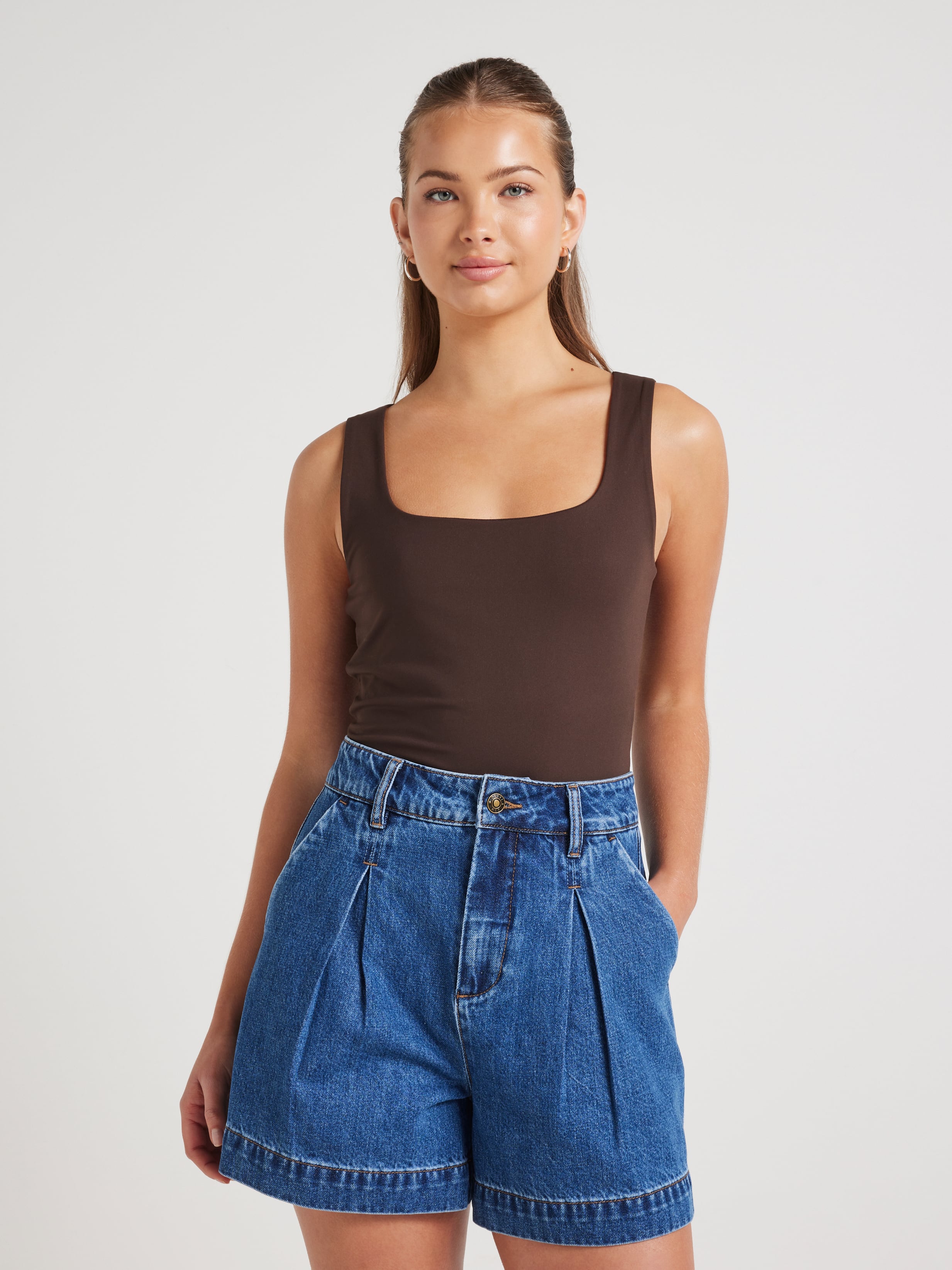 Linda Pleat Front Denim Short