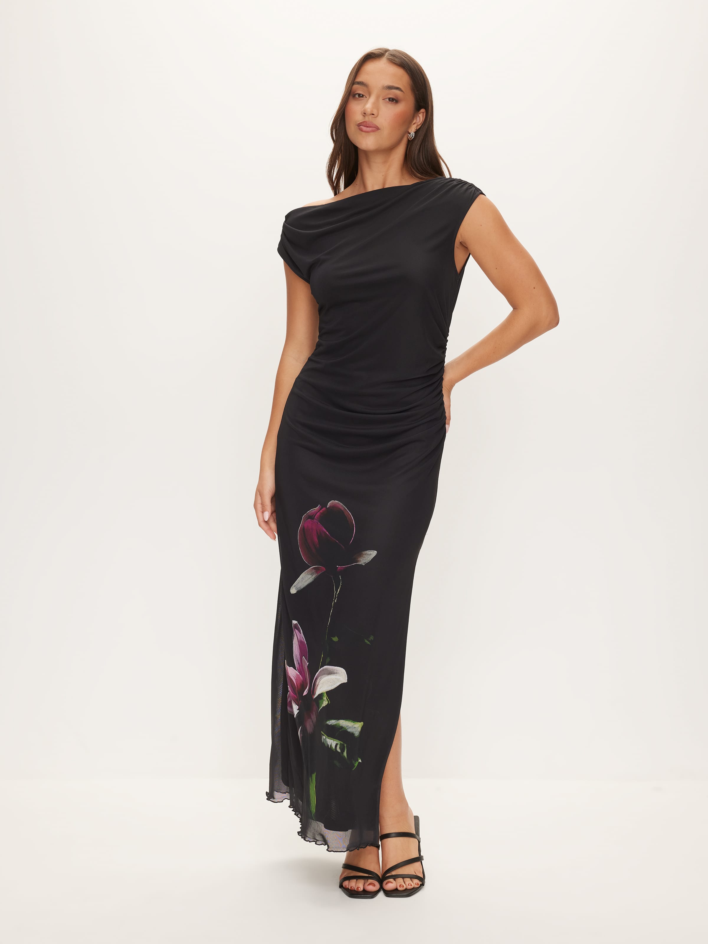 High Neck Mesh Maxi Dress
