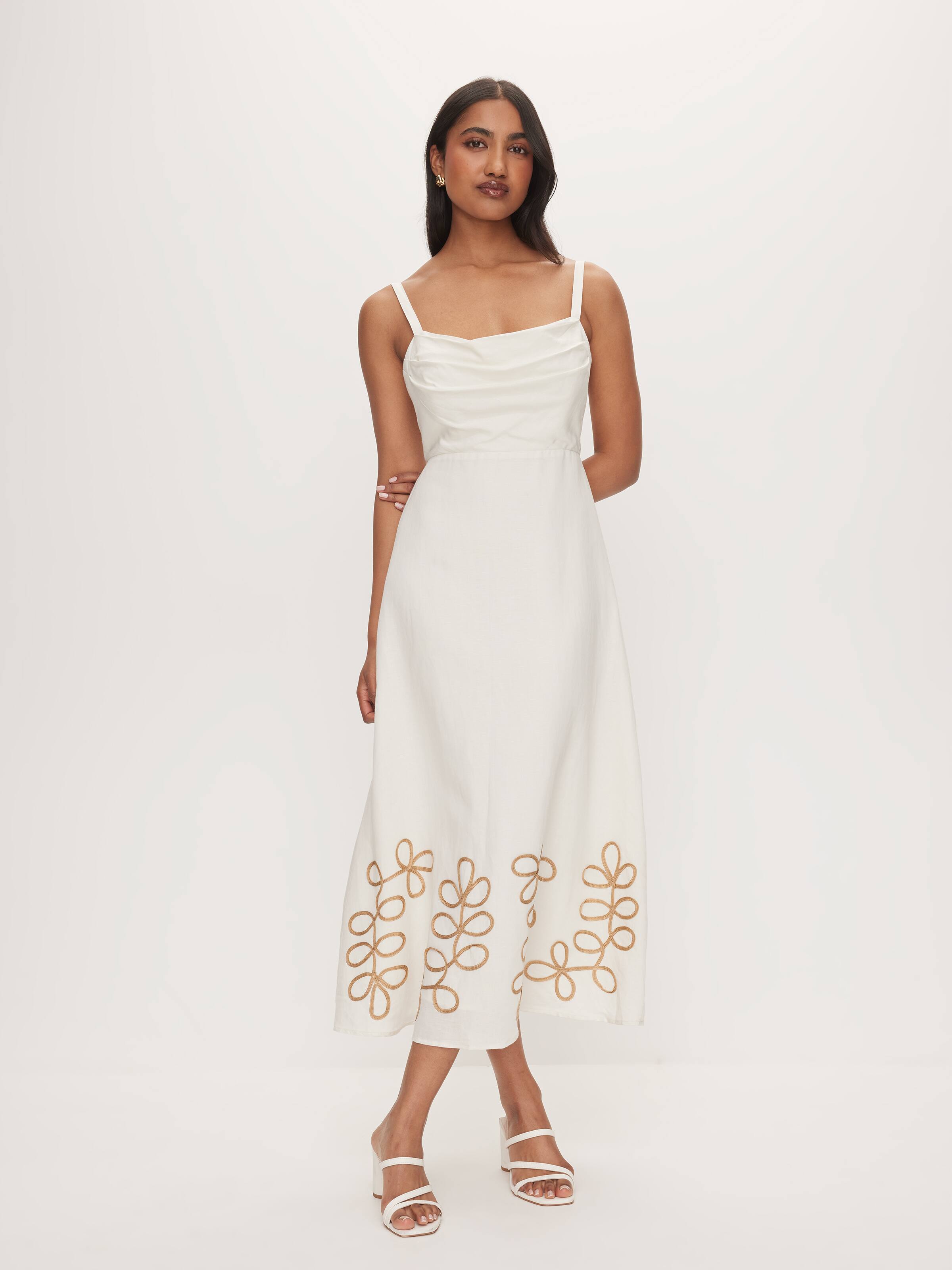 Linen Blend Viola Midi Dress