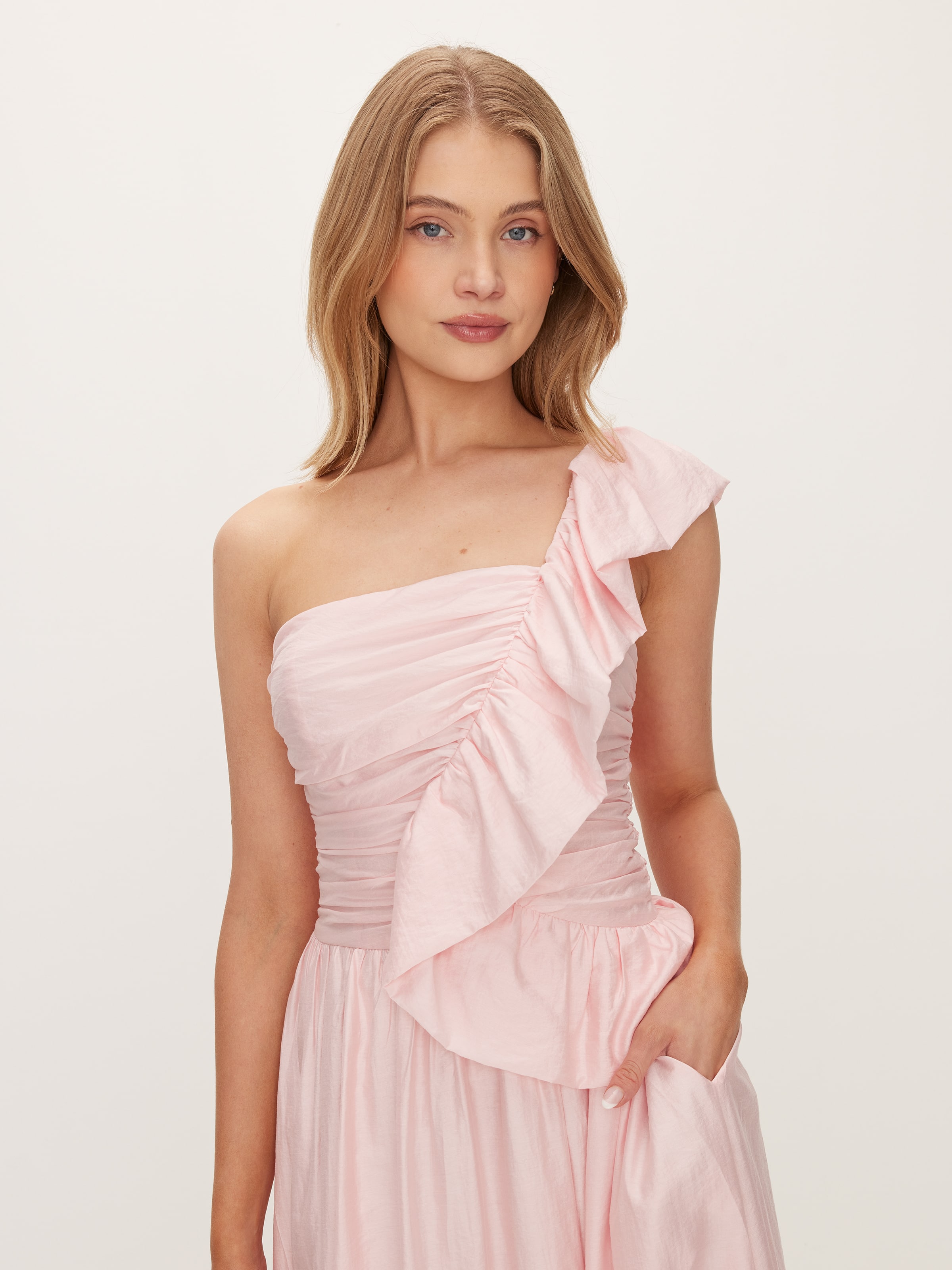 So Rhea Ruffle Midi Dress