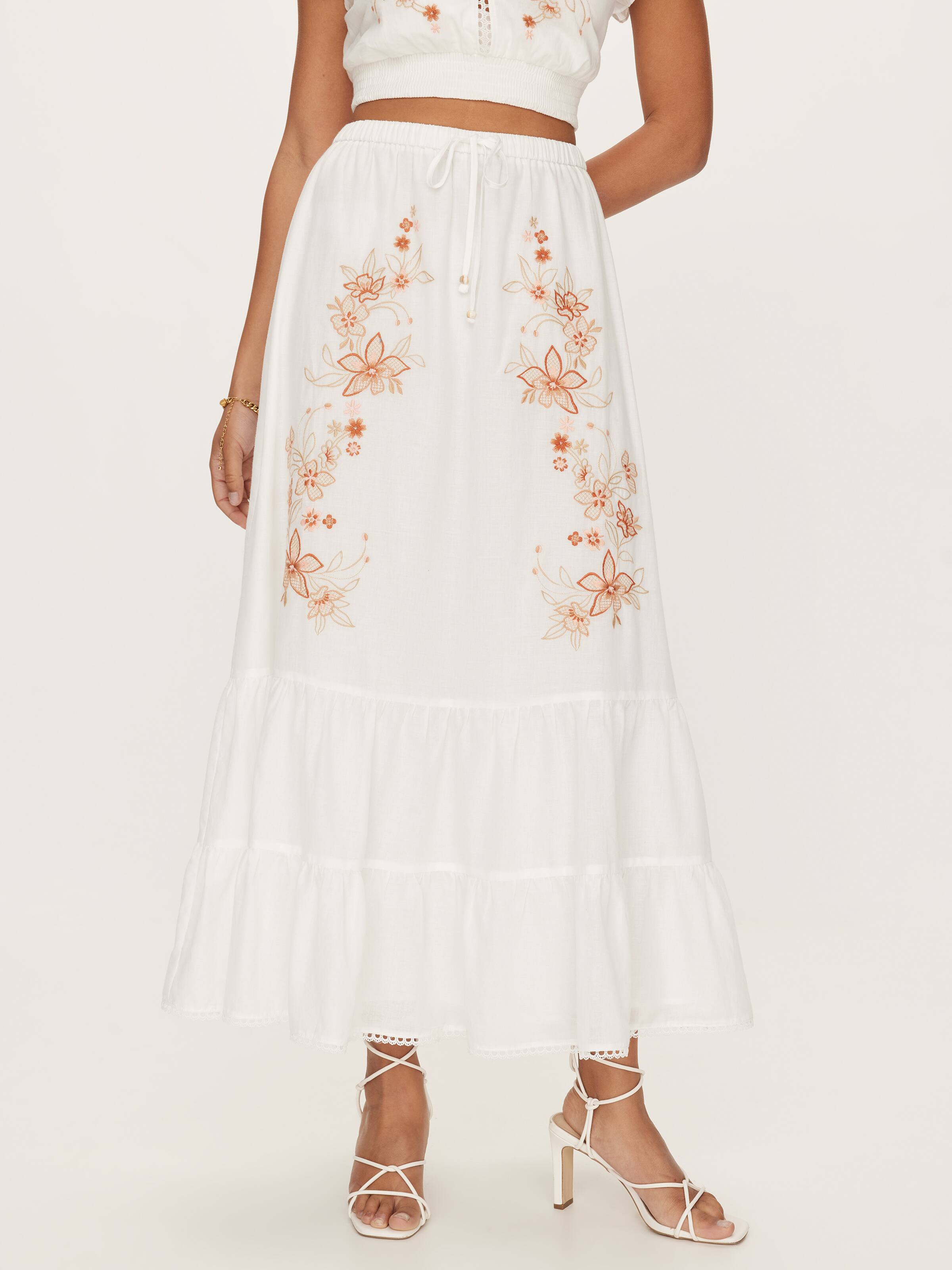 So Delilah Emb Midi Skirt