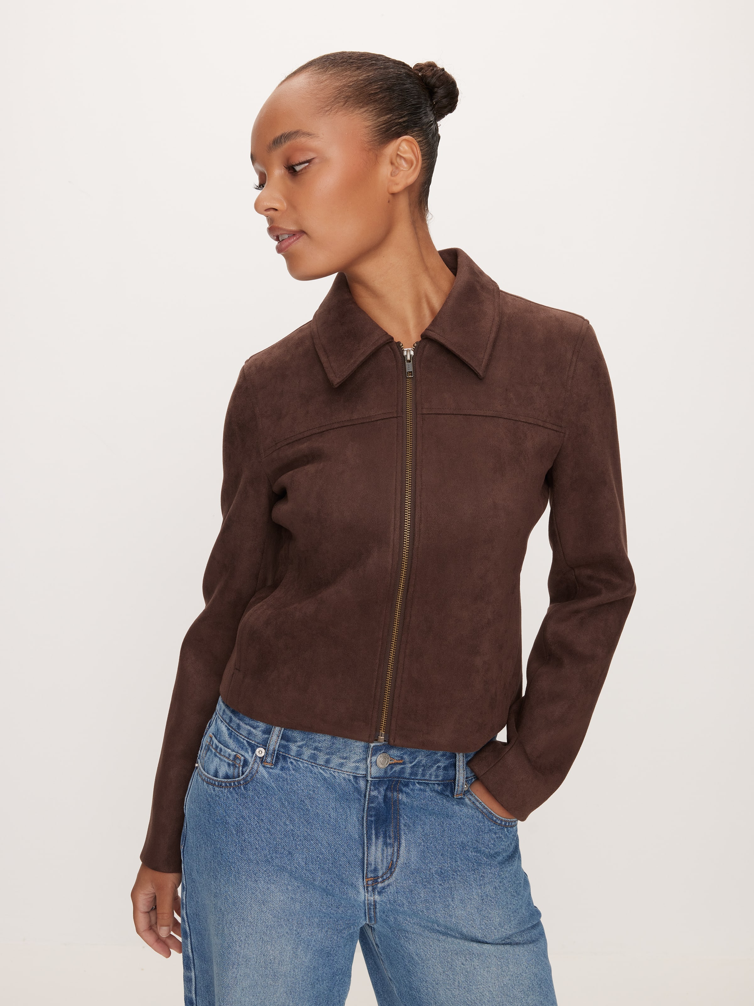 90S Suedette Zip Through