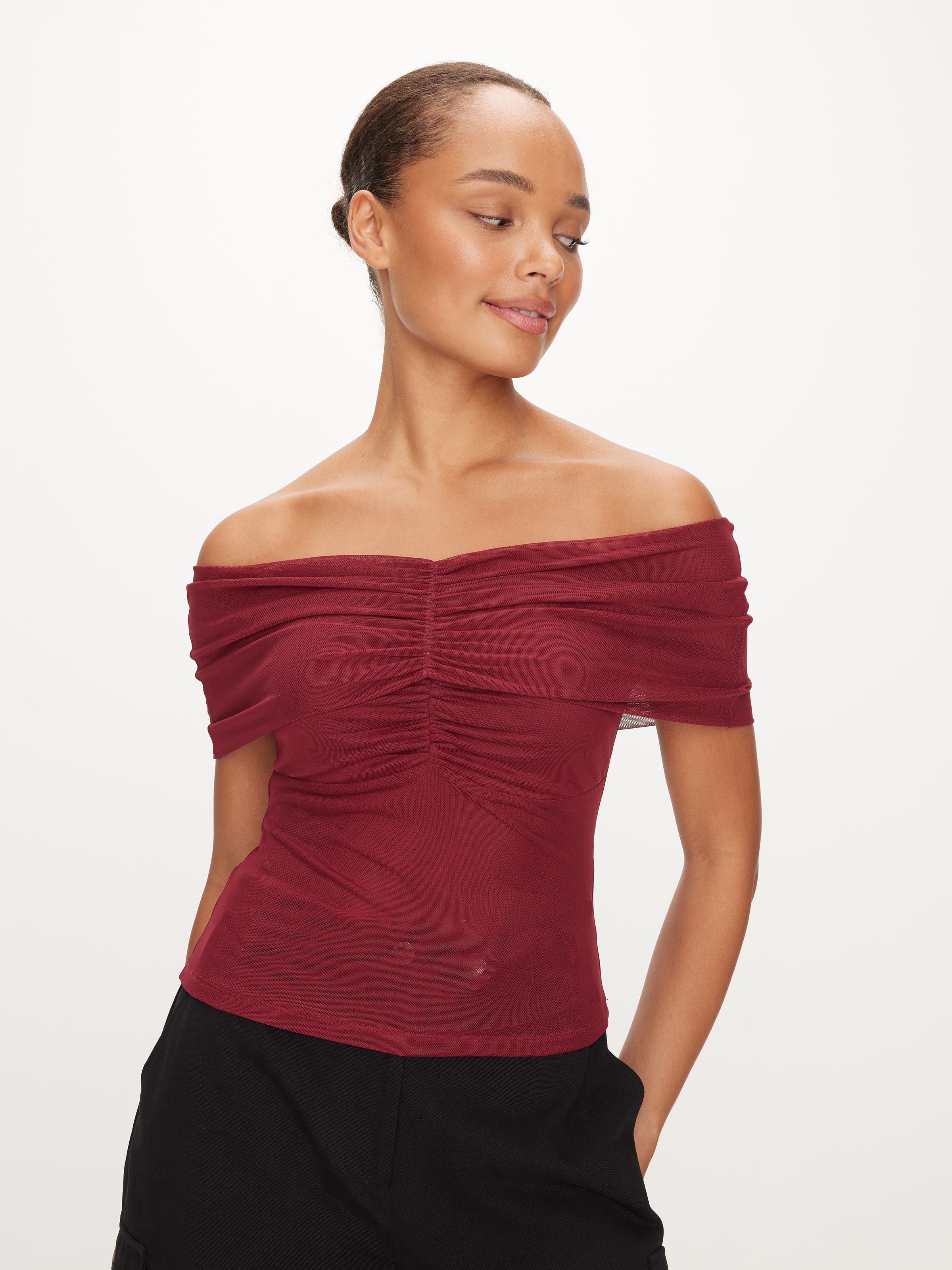 Comeback Off The Shoulder Mesh Top