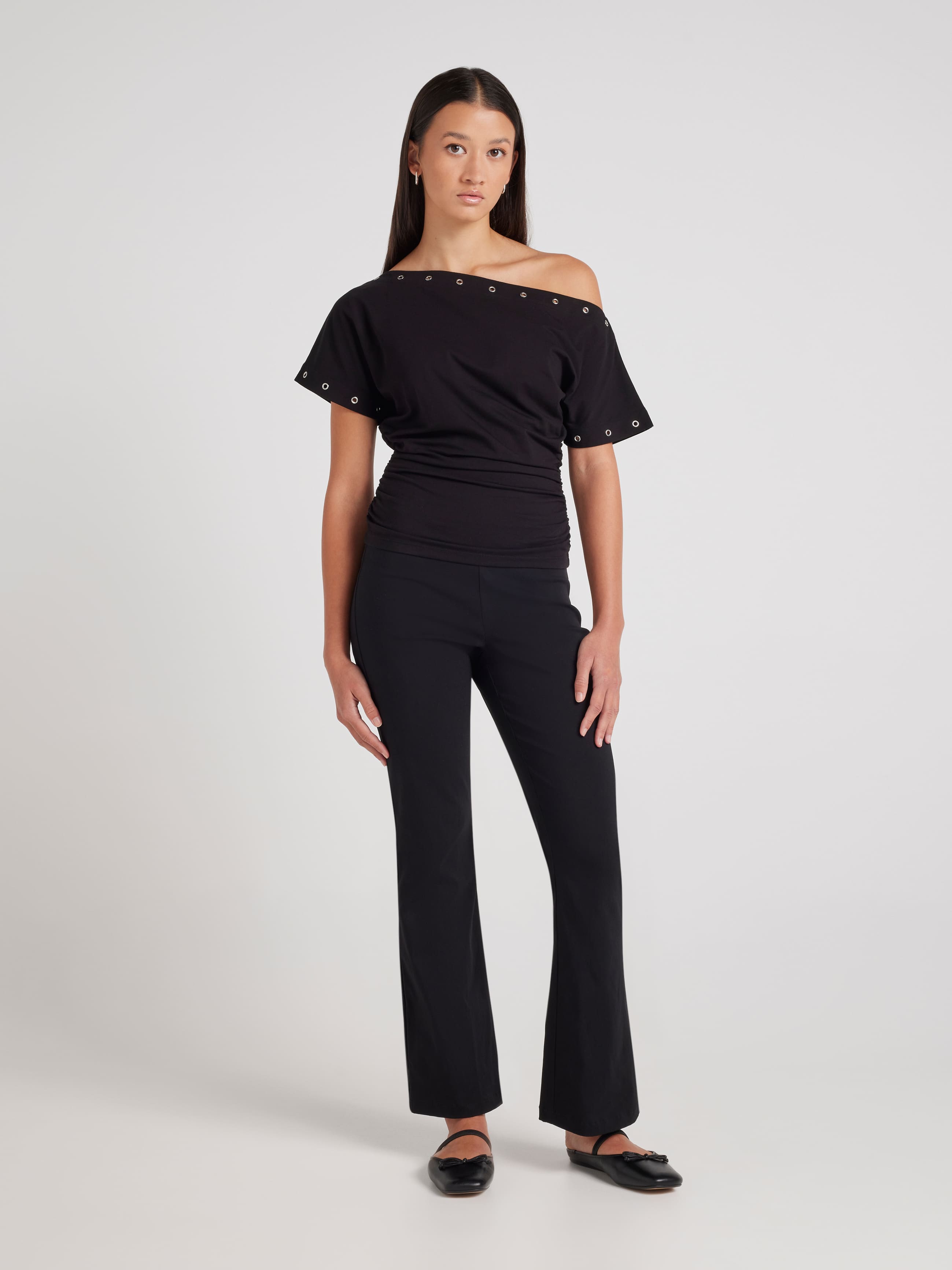 Sasha Eyelet Over The Shoulder Tee