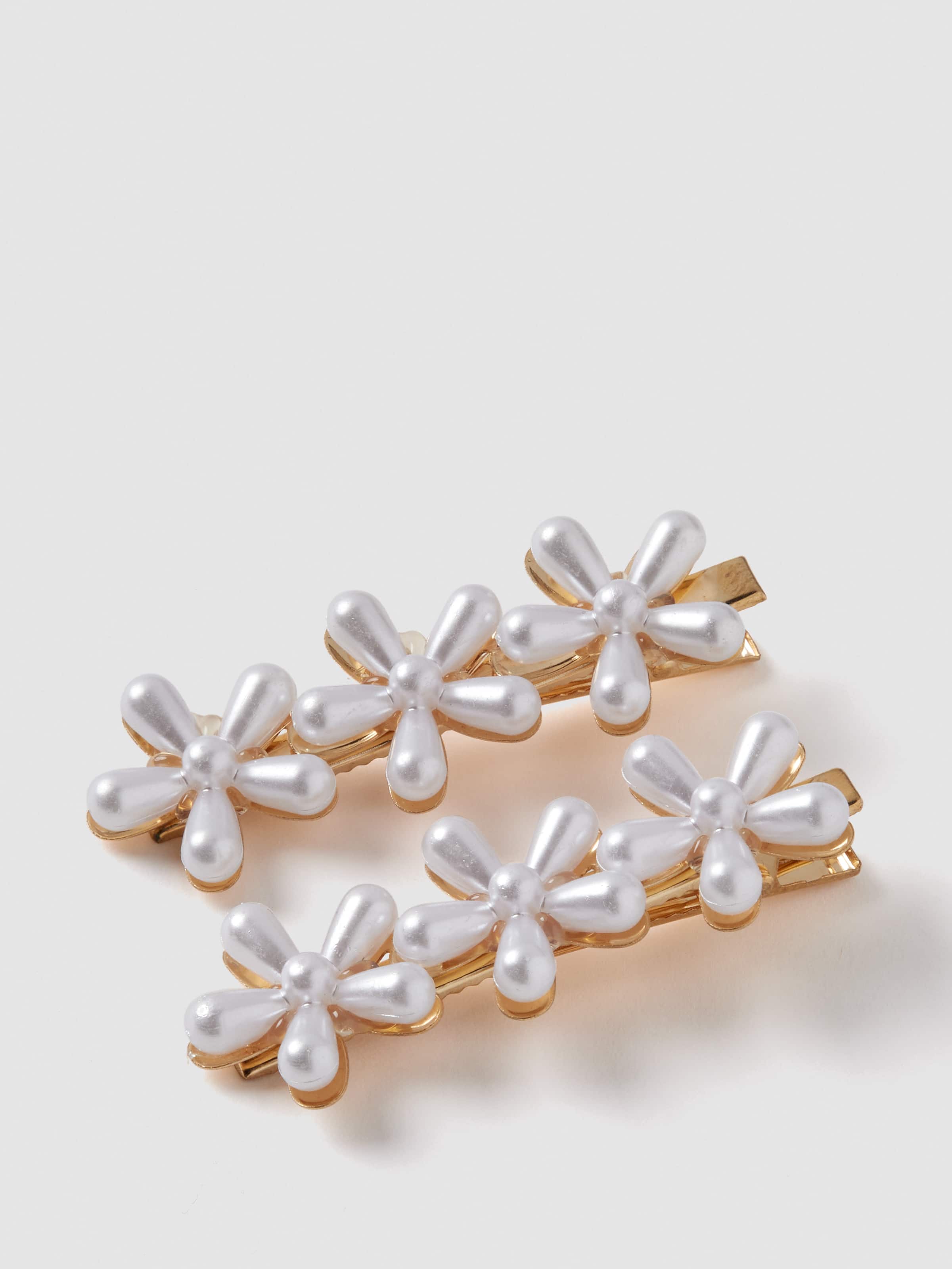 2 Pack Pearl Flower Clips