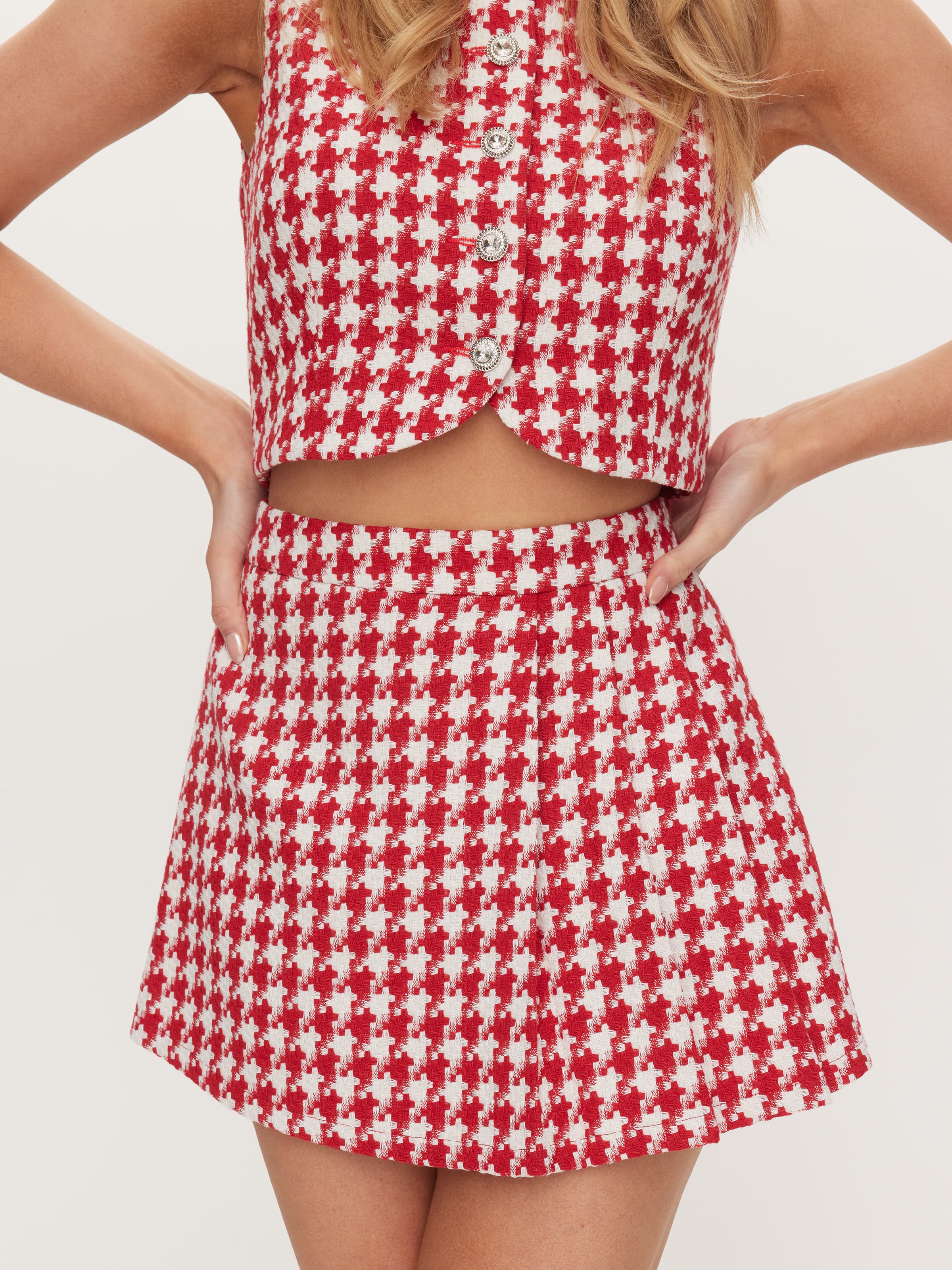 Houndstooth Pleat Skort