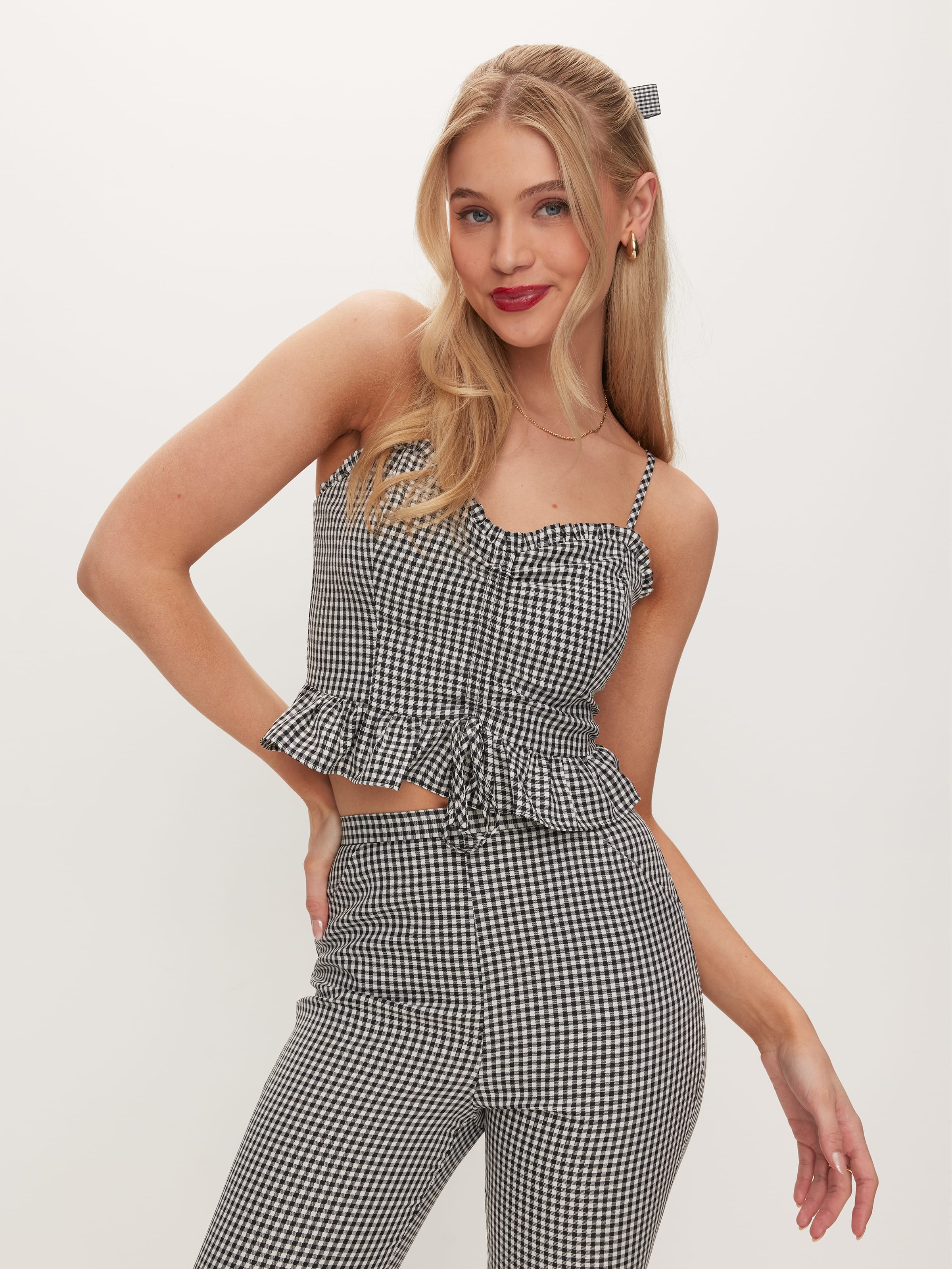 Gingham Ruffle Top