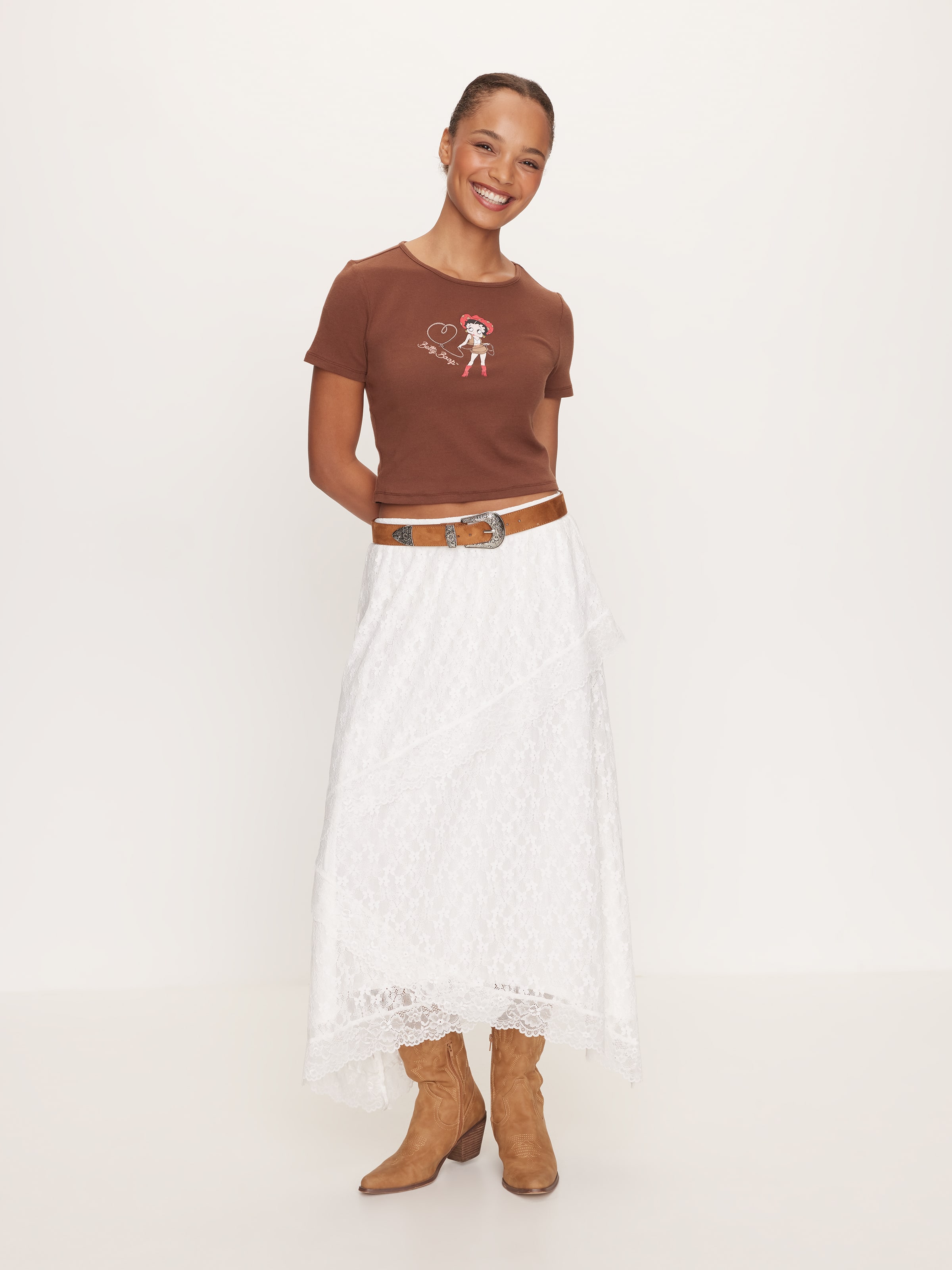 Zoe Lace Tiered Midi Skirt