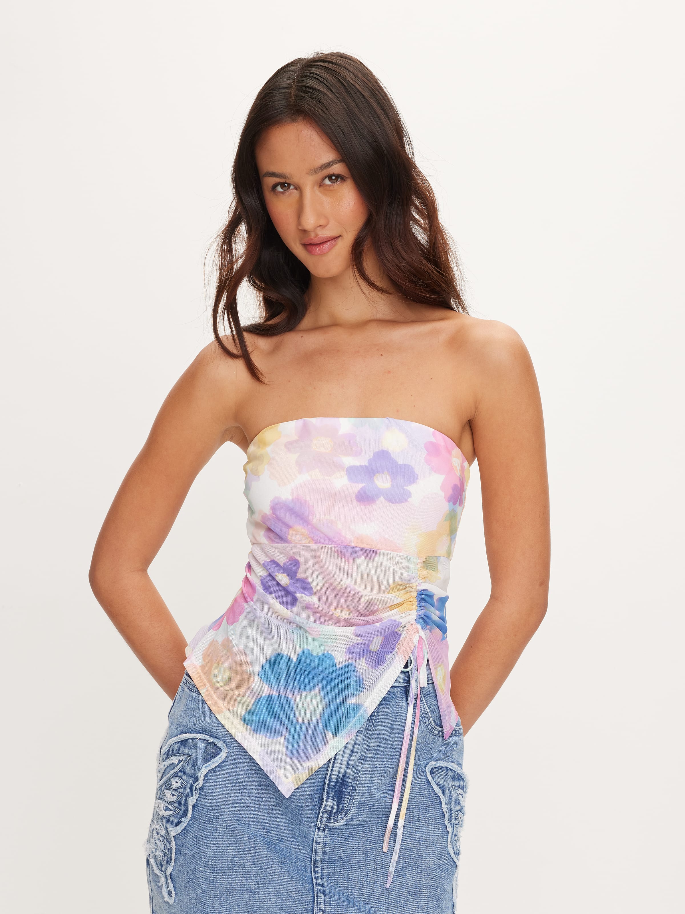 Abigail Rouched Mesh Top