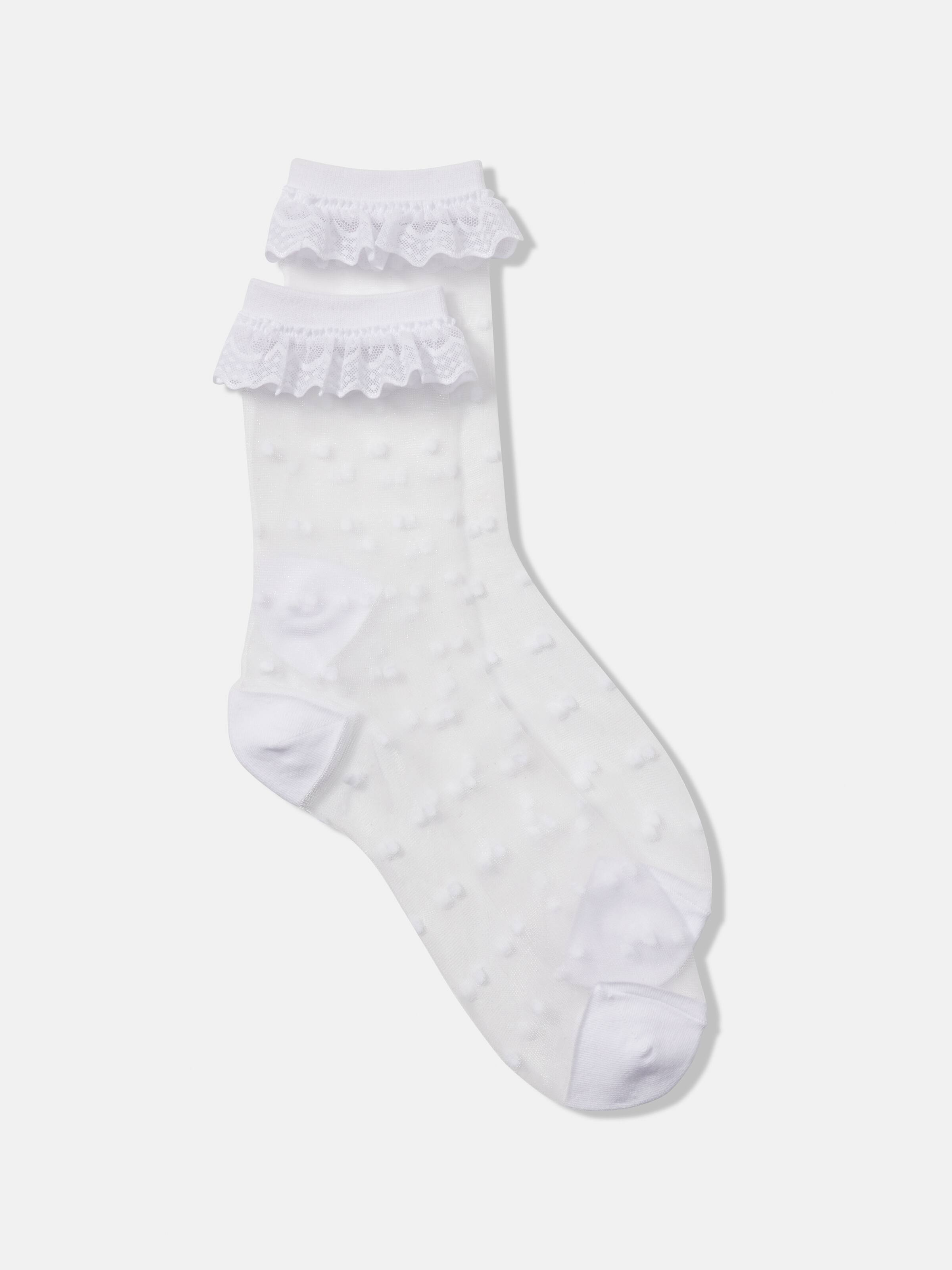 Polka Dot Lace Trim Sock