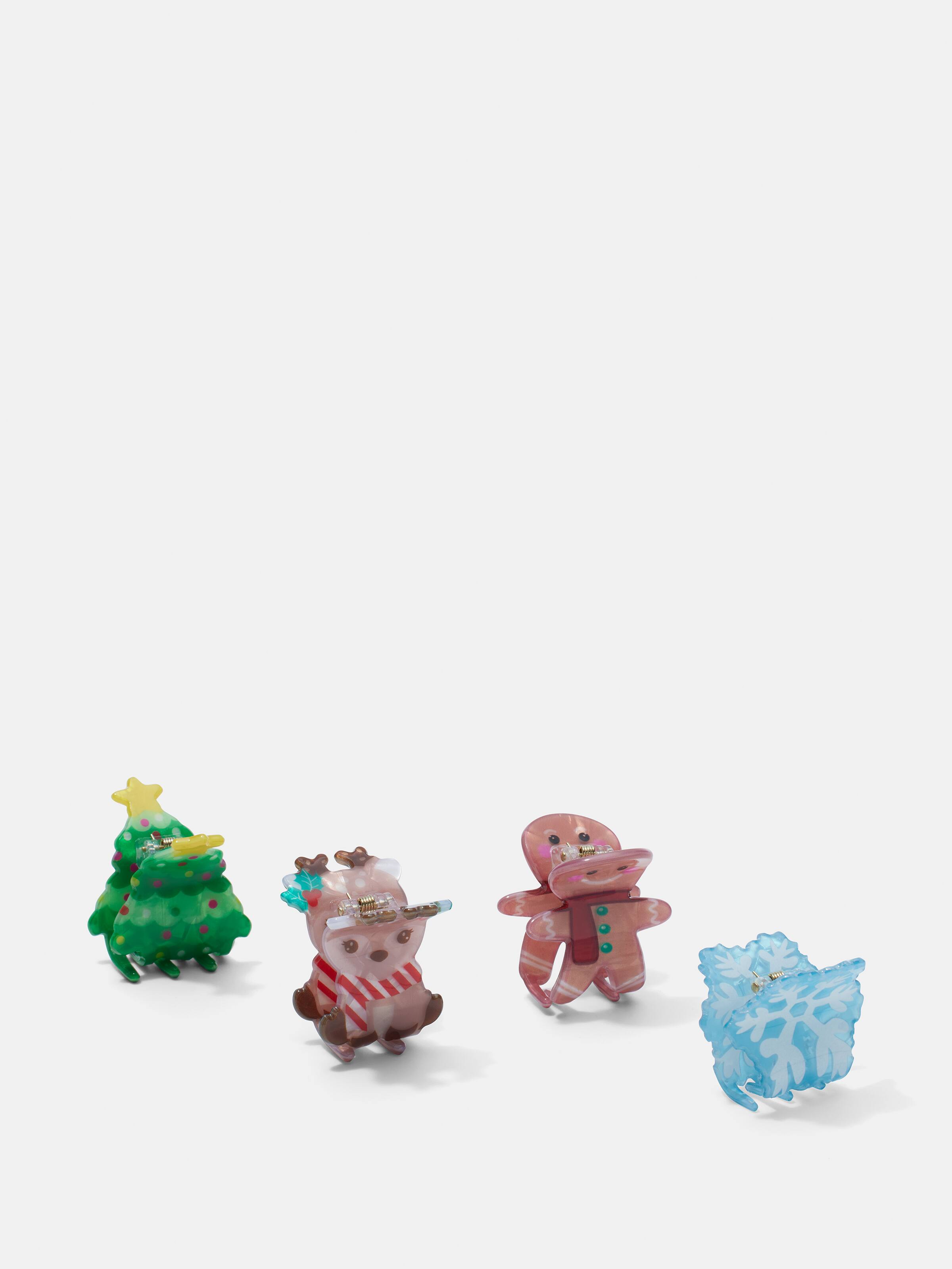 4 Pack Christmas Hair Claws