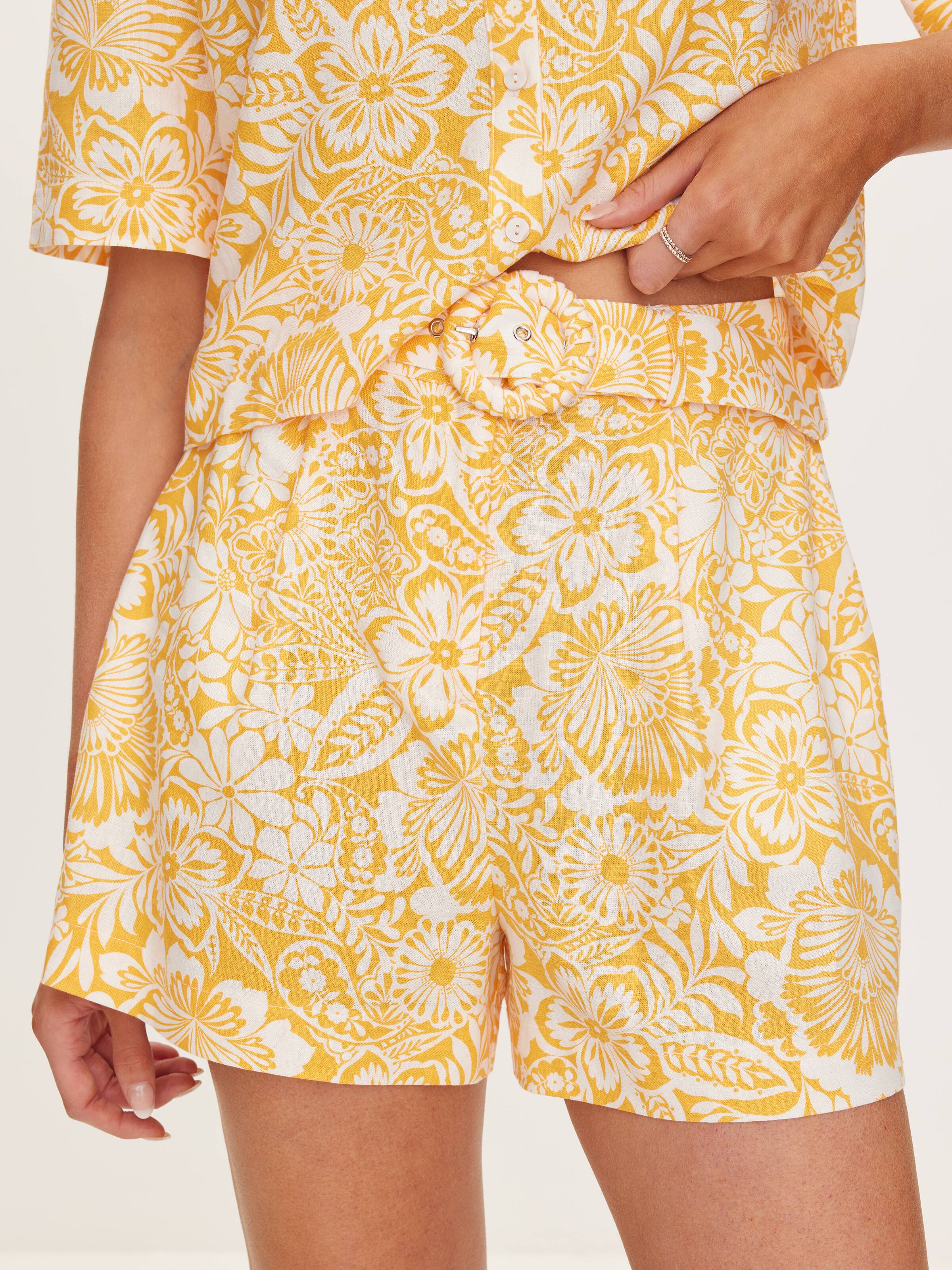 Linen Blend Coral Short