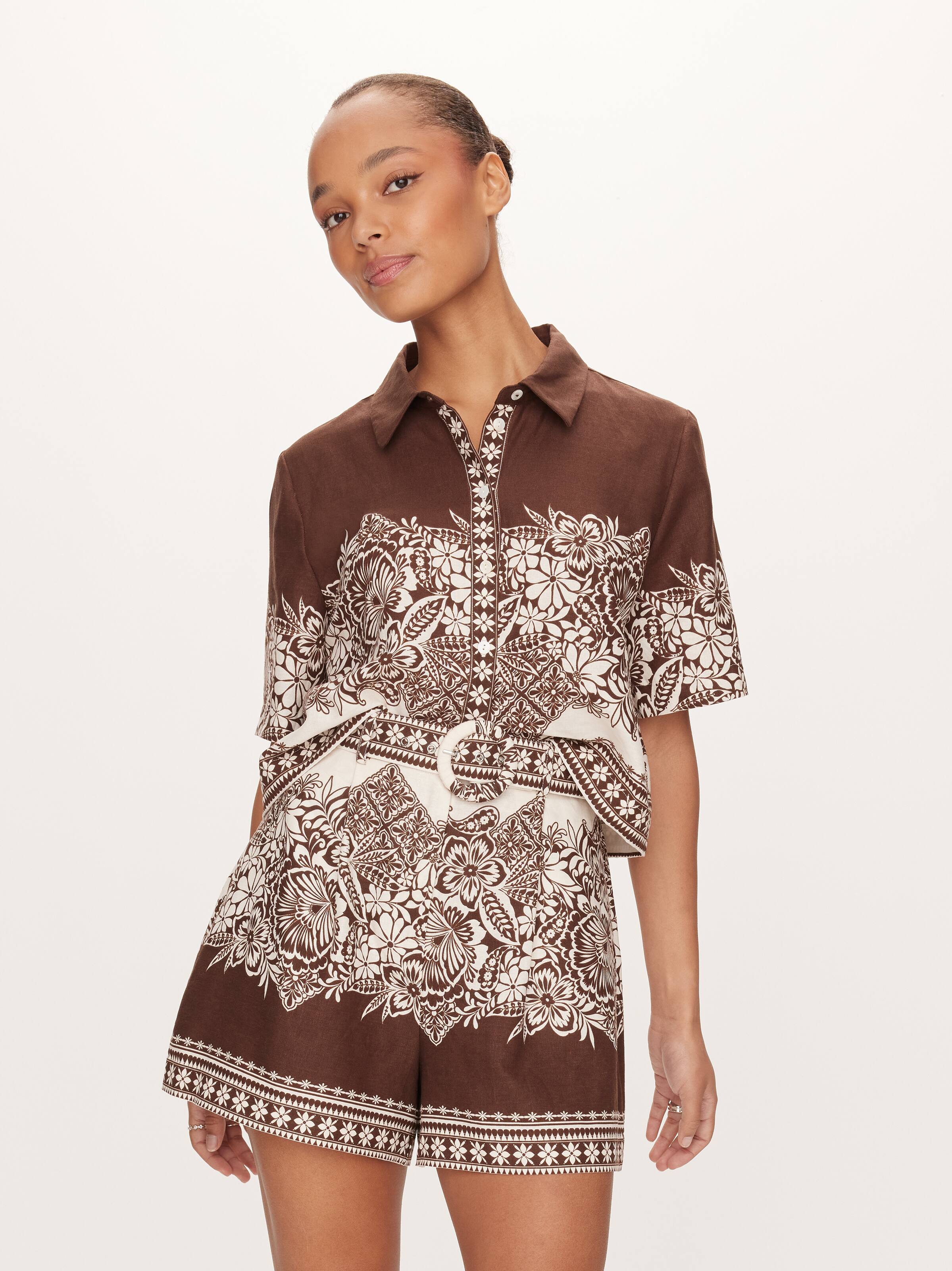 Linen Blend Coral Shirt