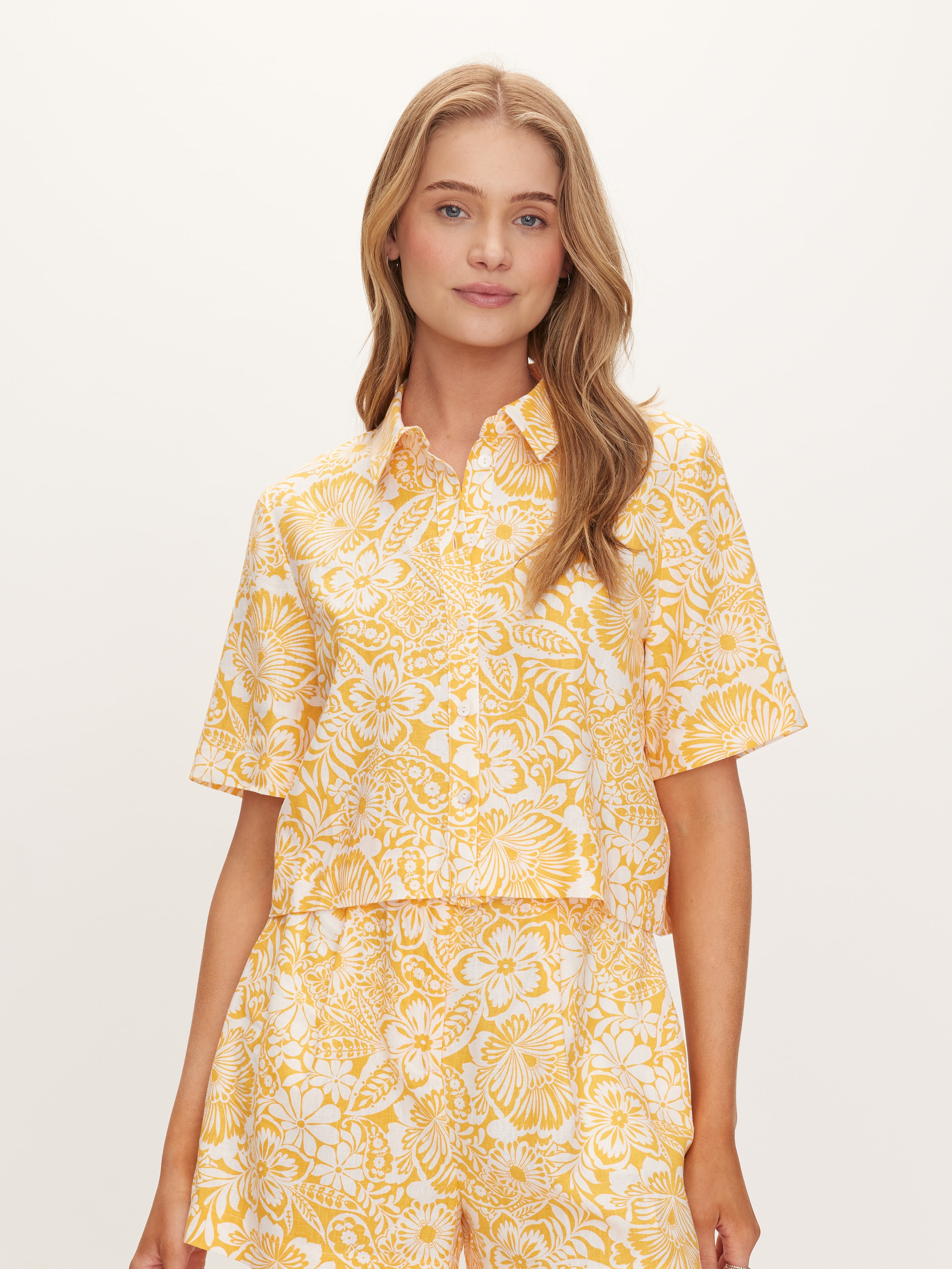 Linen Blend Coral Shirt