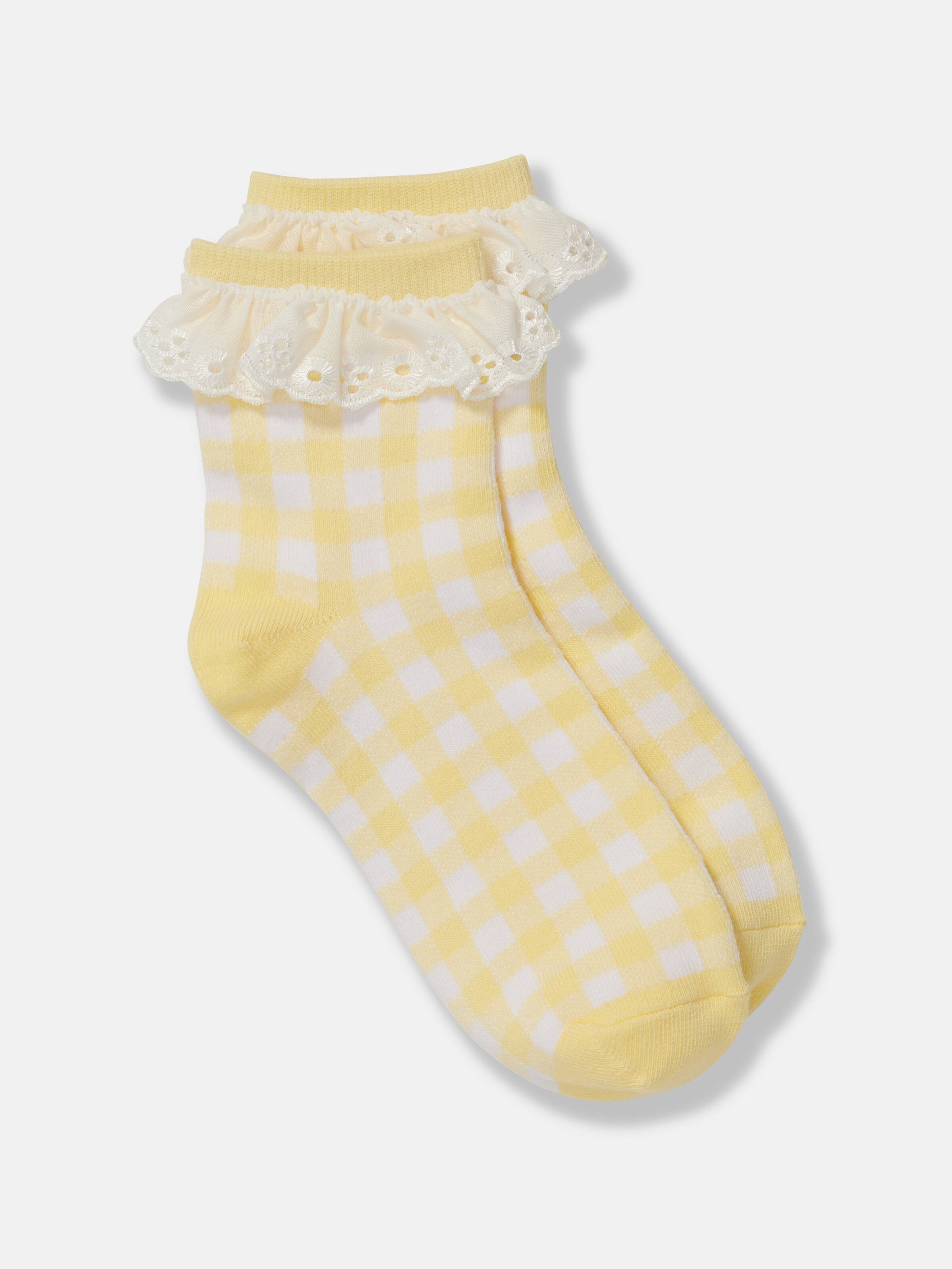 Gingham Lace Quarter Sock