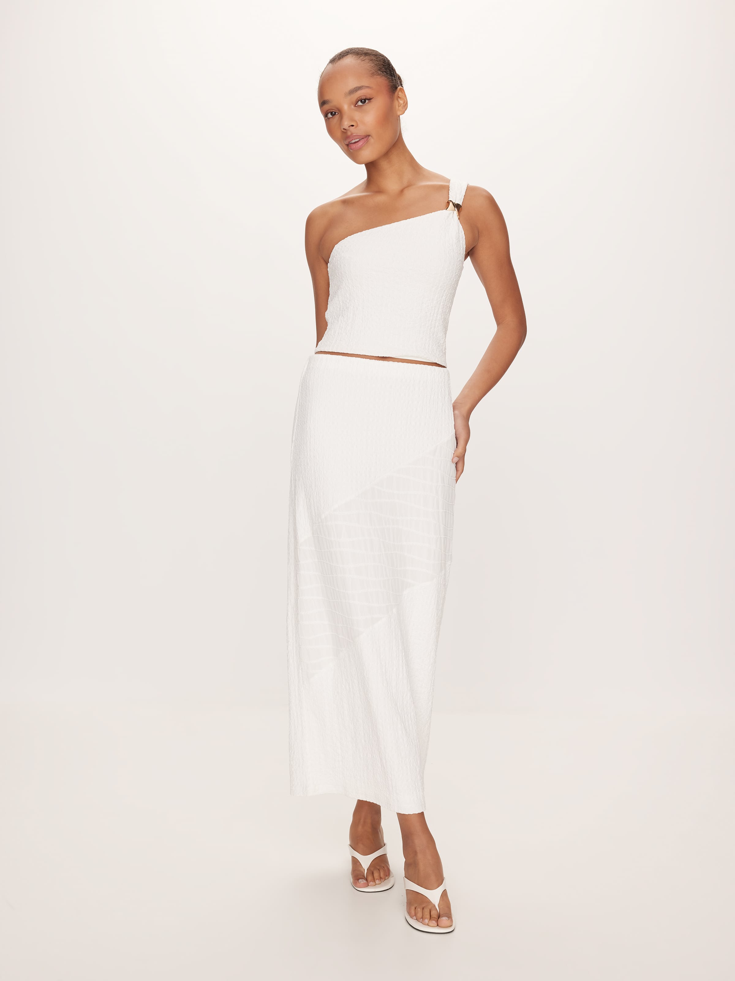 L.E Bay Spliced Midi Skirt