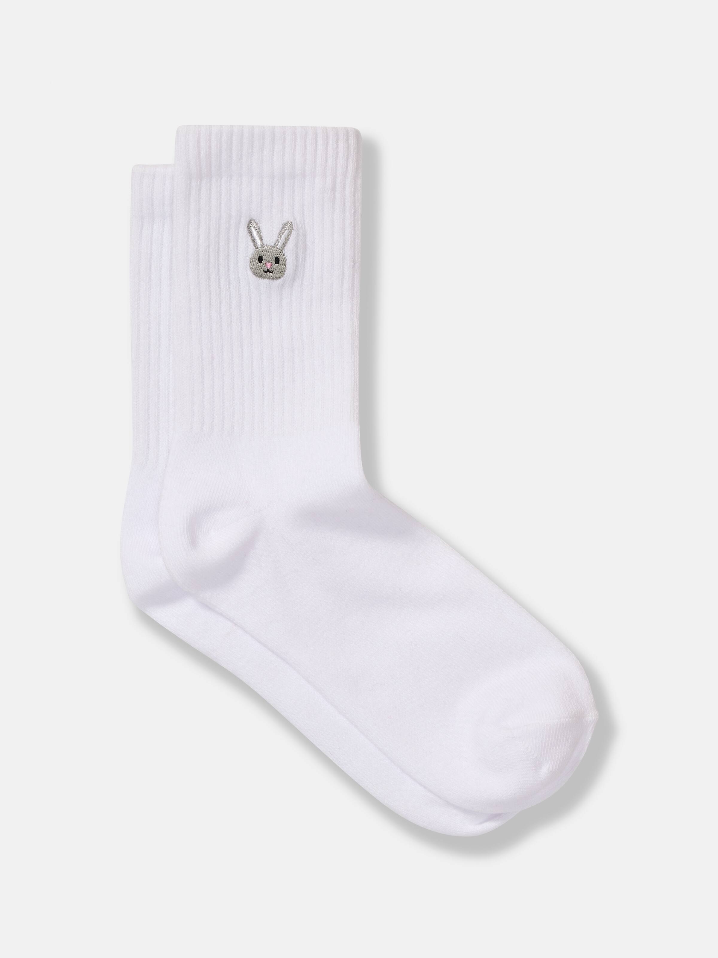 Bunny Embroidery Crew Sock