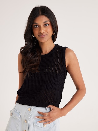 Open Knit Crochet Top                                                                                                           