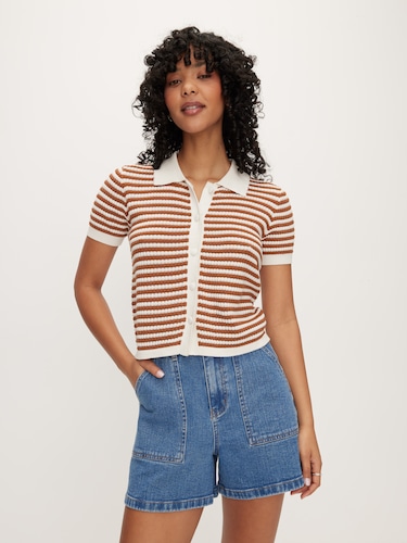 Mila Collared Stripe Top                                                                                                        