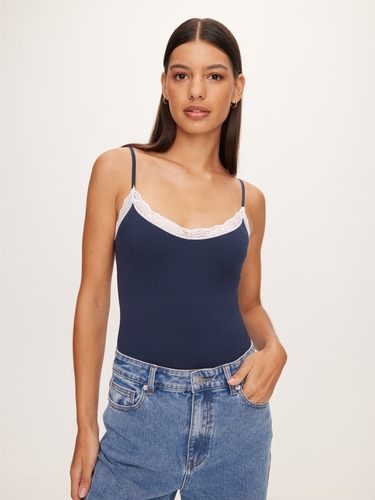 Seamfree Lace Trim Bodysuit                                                                                                     