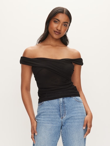 Mesh Cross Over Sleeveless Top                                                                                                  