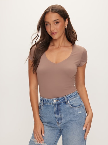 Super Soft V-Neck Short Sleeve Top                                                                                              