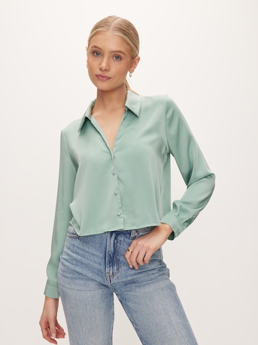 Nelly Cropped Satin Shirt                                                                                                       