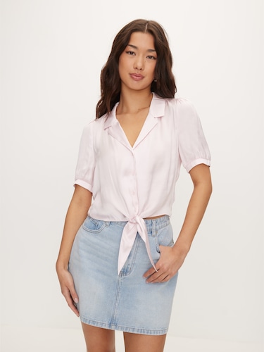 Satin Puff Sleeve Top                                                                                                           