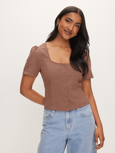 Jade Short Sleeve Sweetheart Top                                                                                                