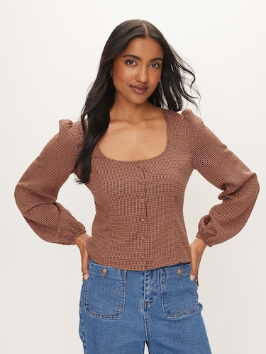 Jade Long Sleeve Sweetheart Top                                                                                                 