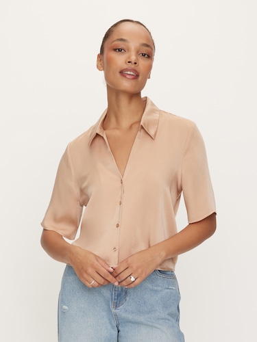 Aisha Satin Short Sleeve Shirt                                                                                                  